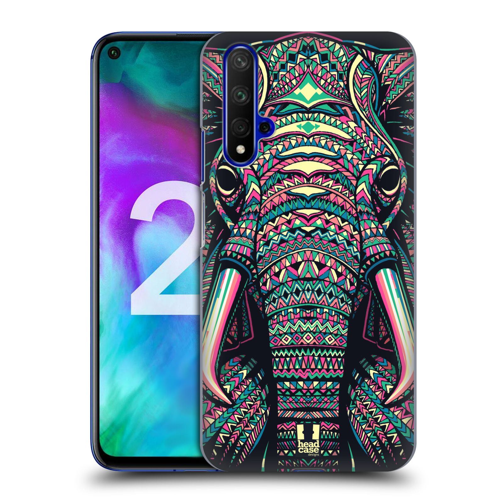 Pouzdro na mobil Honor 20 - HEAD CASE - vzor Aztécký motiv zvíře 2 slon