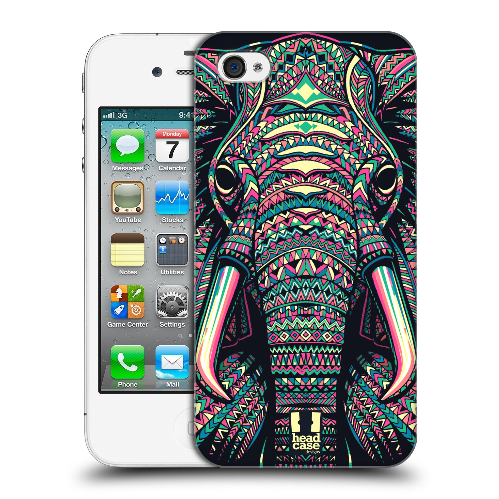 HEAD CASE plastový obal na mobil Apple Iphone 4/4S vzor Aztécký motiv zvíře 2 slon