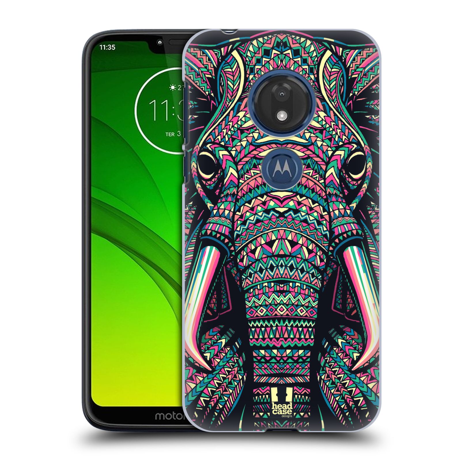 Pouzdro na mobil Motorola Moto G7 Play vzor Aztécký motiv zvíře 2 slon