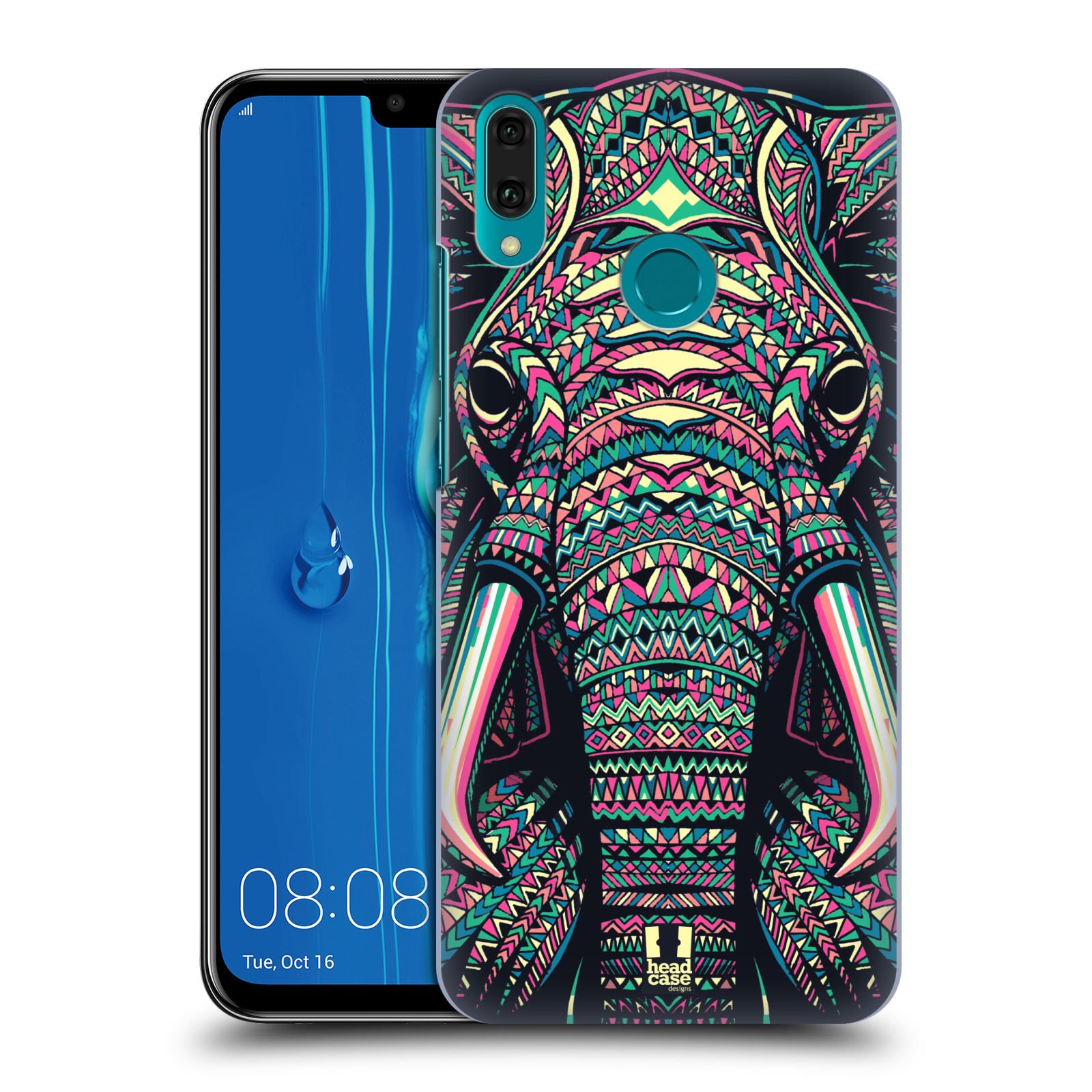 Pouzdro na mobil Huawei Y9 2019 - HEAD CASE - vzor Aztécký motiv zvíře 2 slon