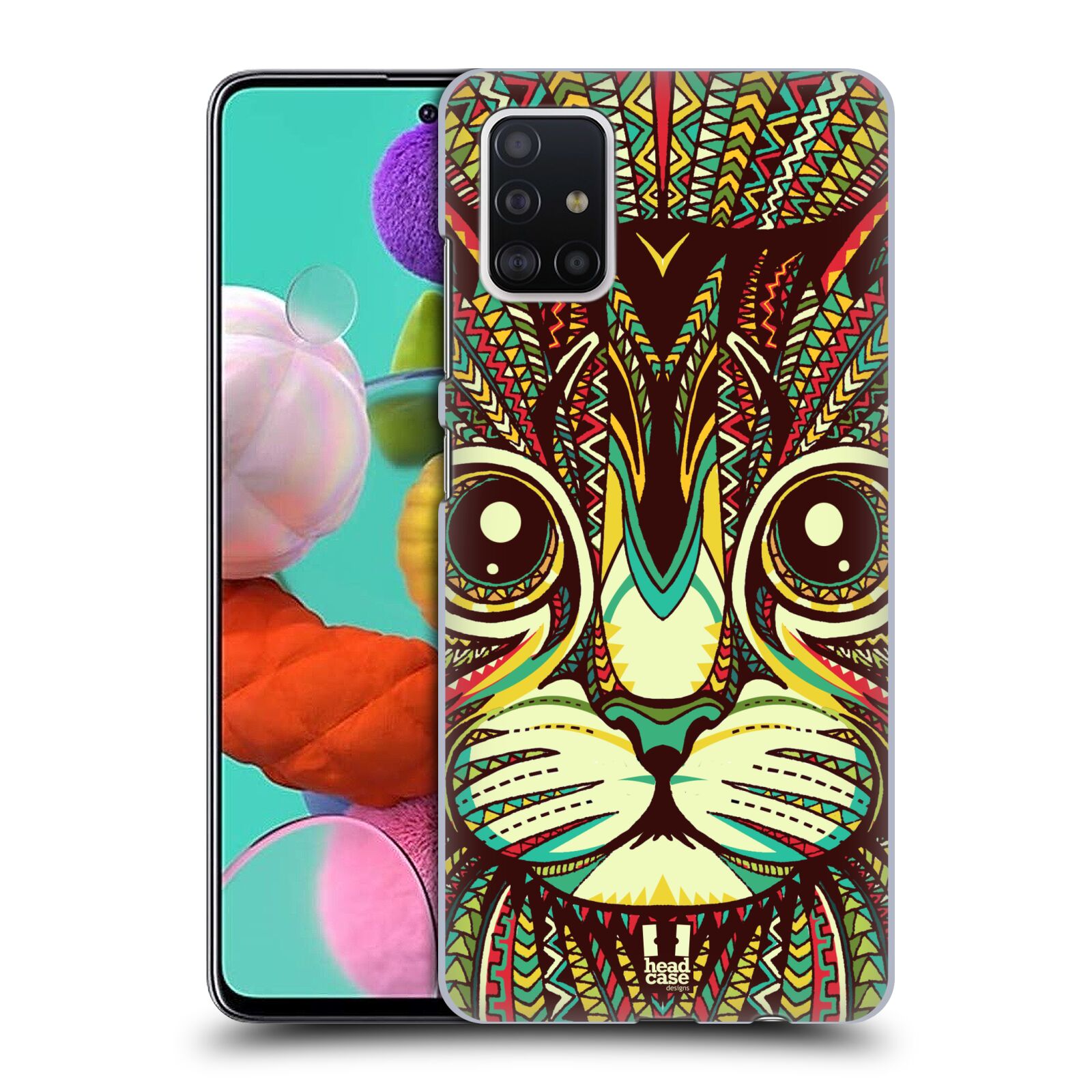Pouzdro na mobil Samsung Galaxy A51 - HEAD CASE - vzor Aztécký motiv zvíře 2 kotě