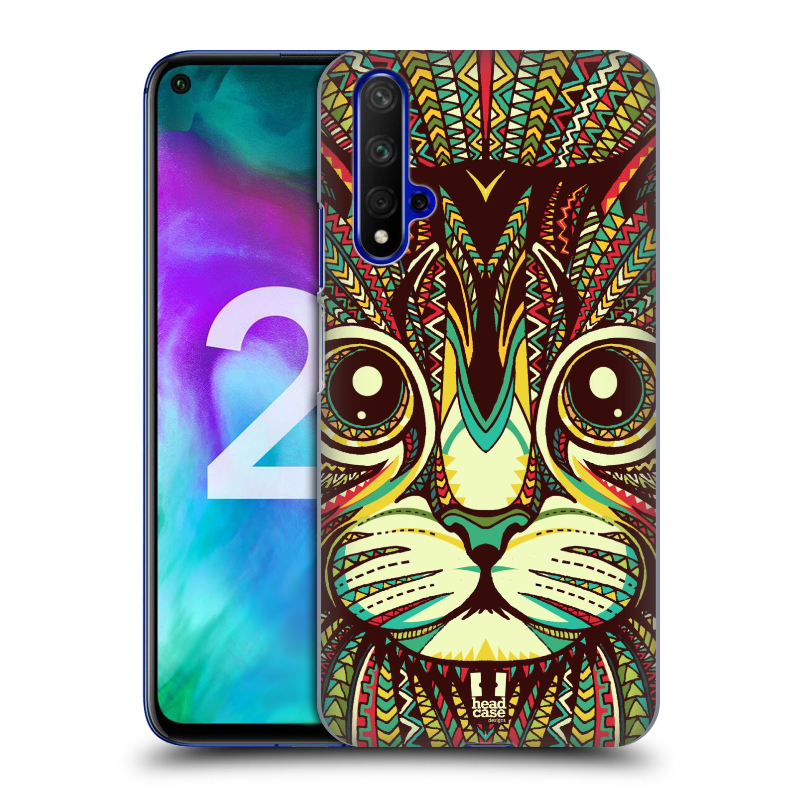 Pouzdro na mobil Honor 20 - HEAD CASE - vzor Aztécký motiv zvíře 2 kotě