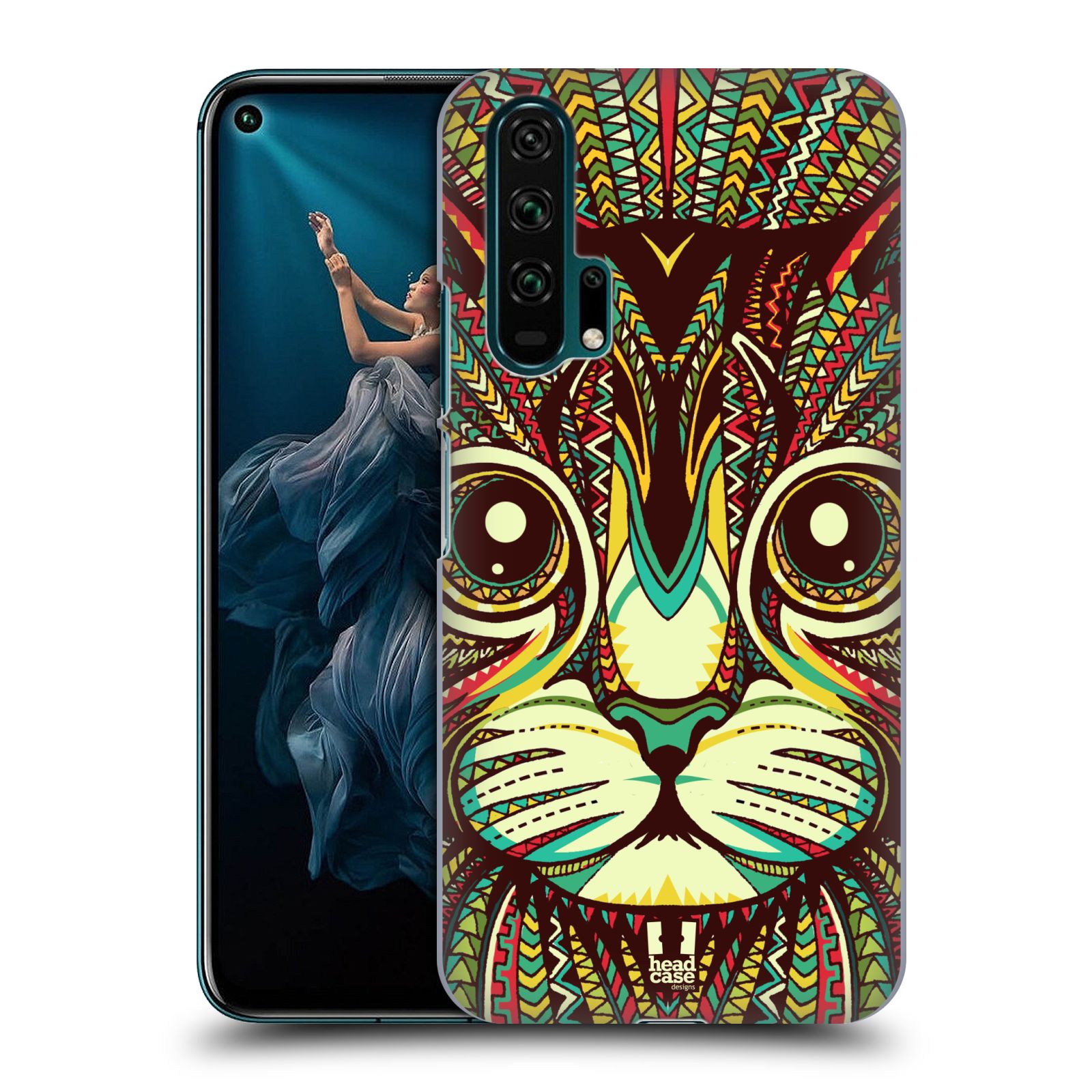 Pouzdro na mobil Honor 20 PRO - HEAD CASE - vzor Aztécký motiv zvíře 2 kotě
