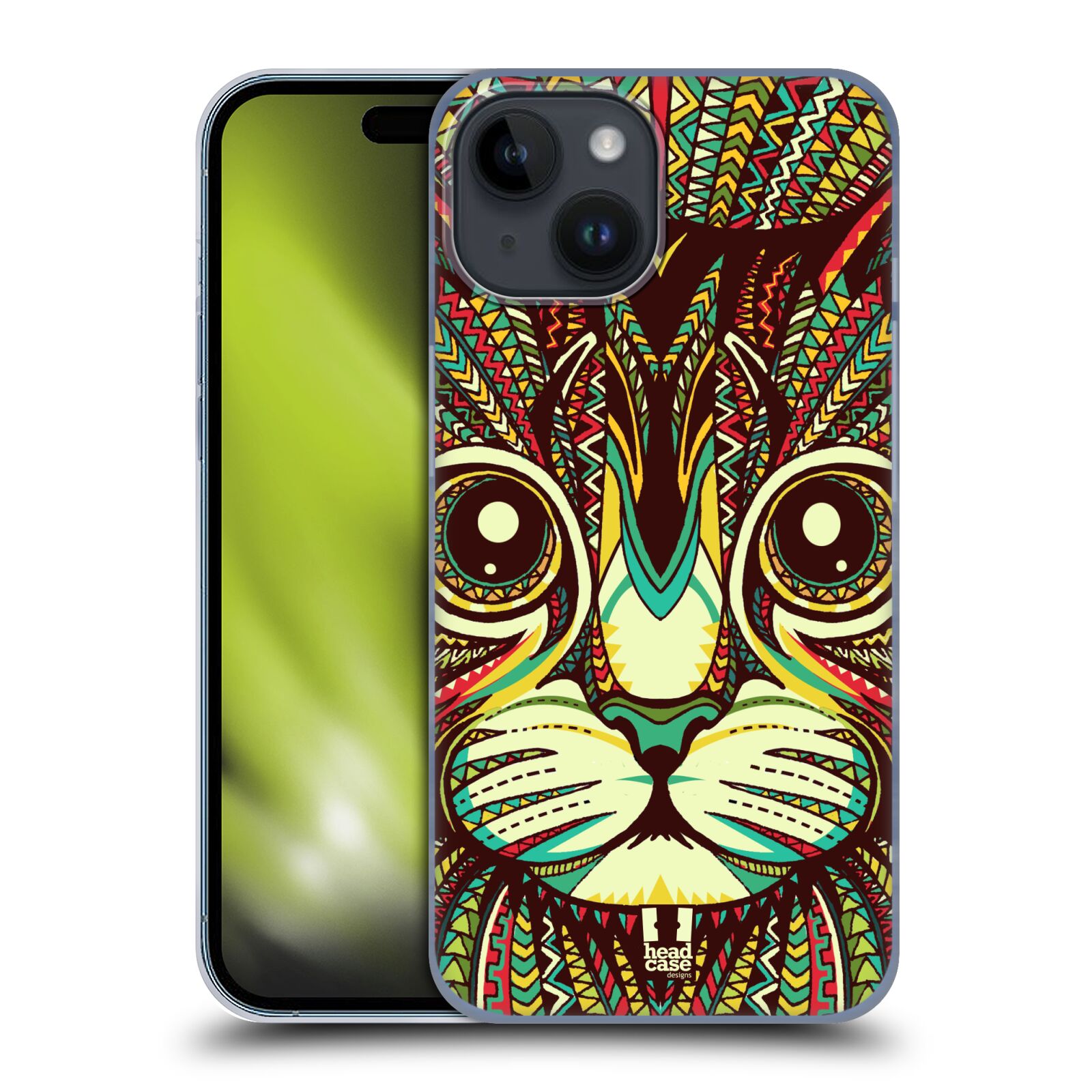 Plastový obal HEAD CASE na mobil Apple Iphone 15 vzor Aztécký motiv zvíře 2 kotě