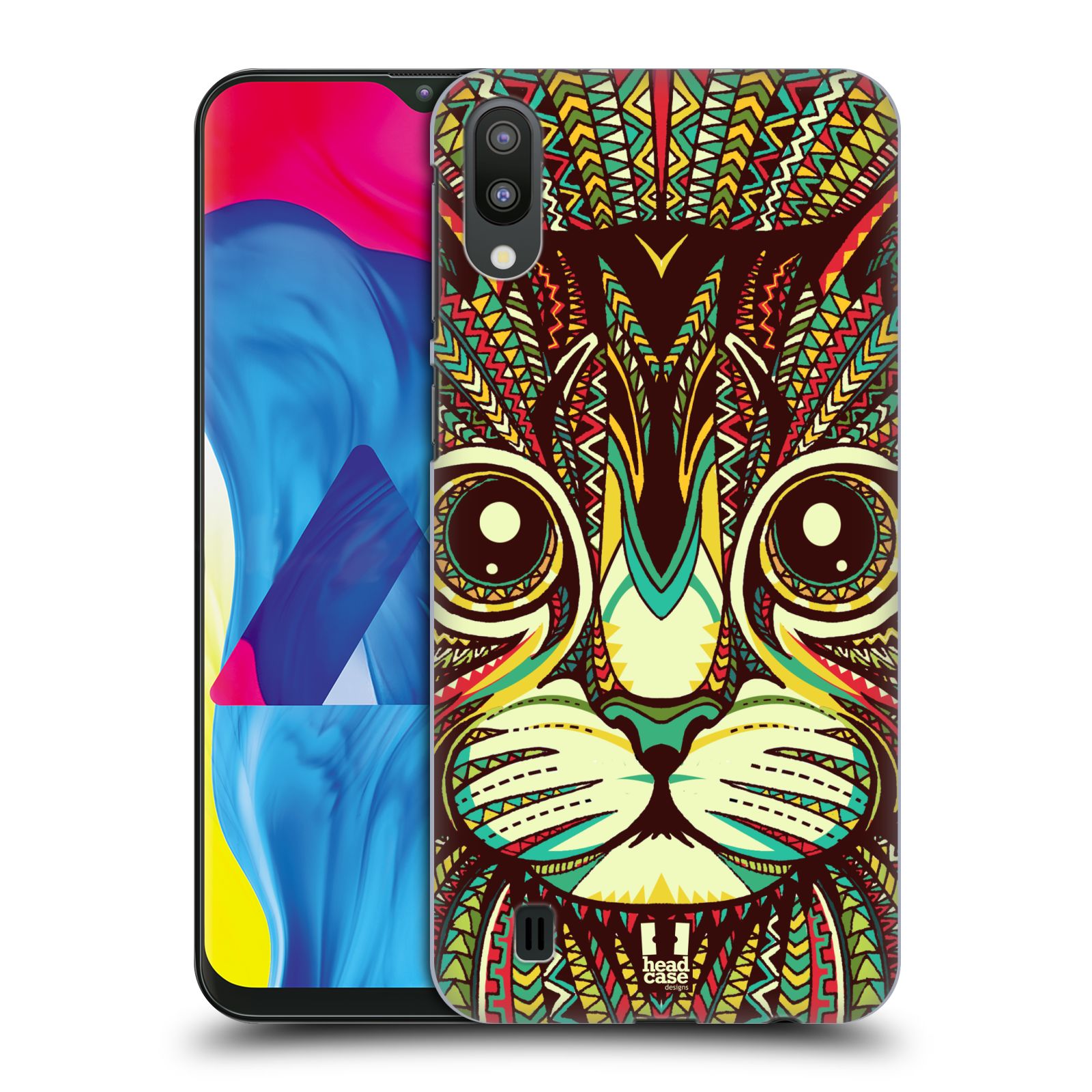 Plastový obal HEAD CASE na mobil Samsung Galaxy M10 vzor Aztécký motiv zvíře 2 kotě