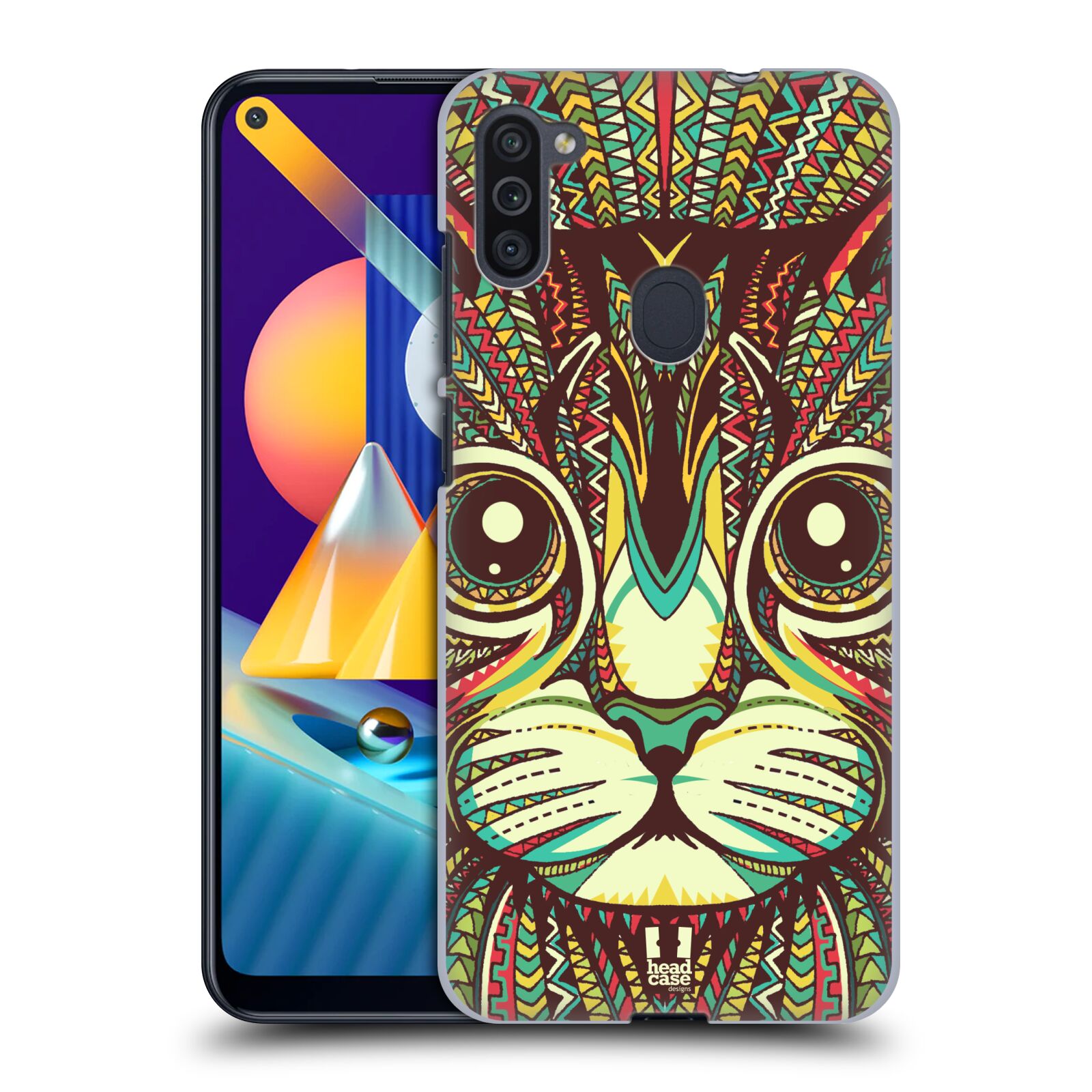 Plastový obal HEAD CASE na mobil Samsung Galaxy M11 vzor Aztécký motiv zvíře 2 kotě
