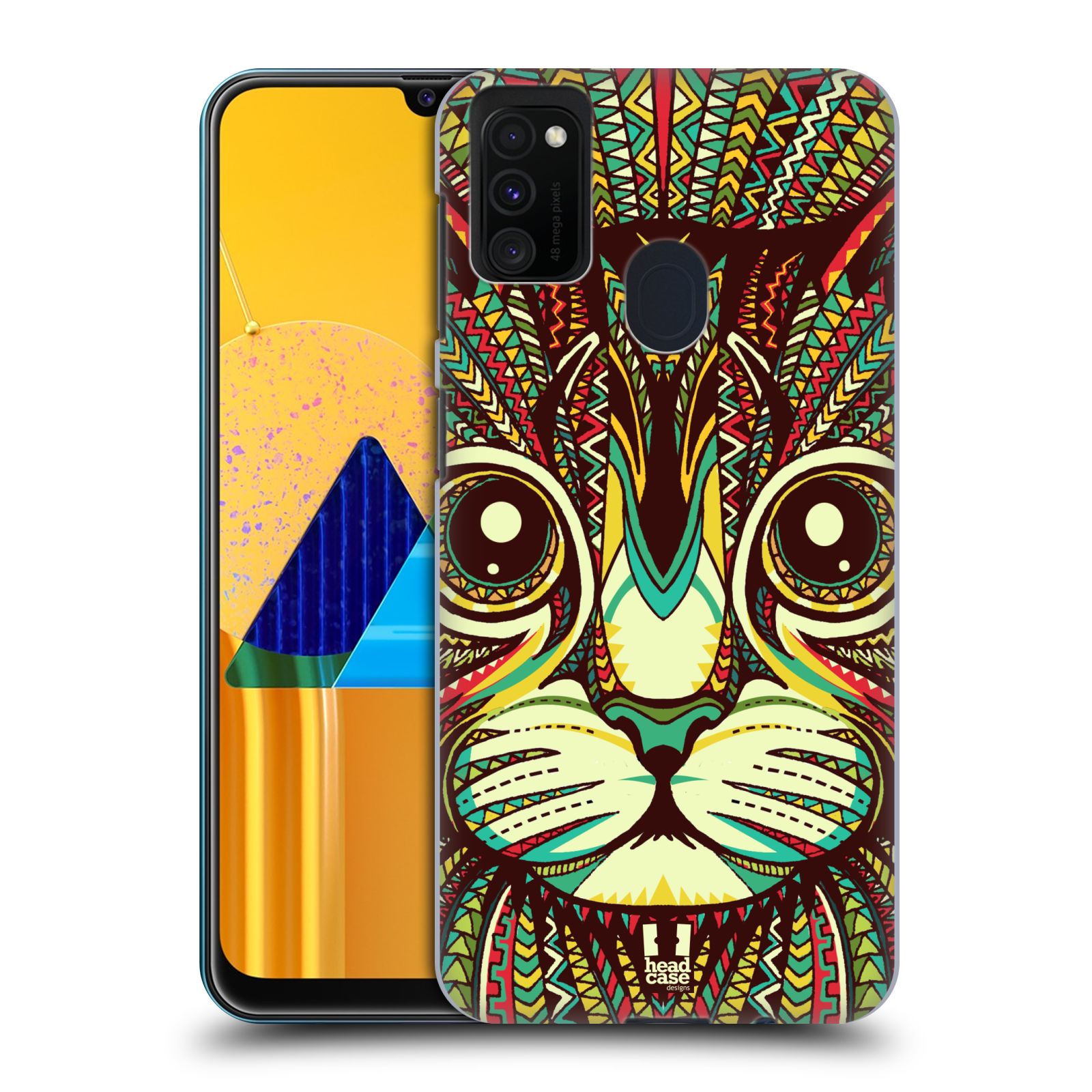Plastový obal HEAD CASE na mobil Samsung Galaxy M30s vzor Aztécký motiv zvíře 2 kotě