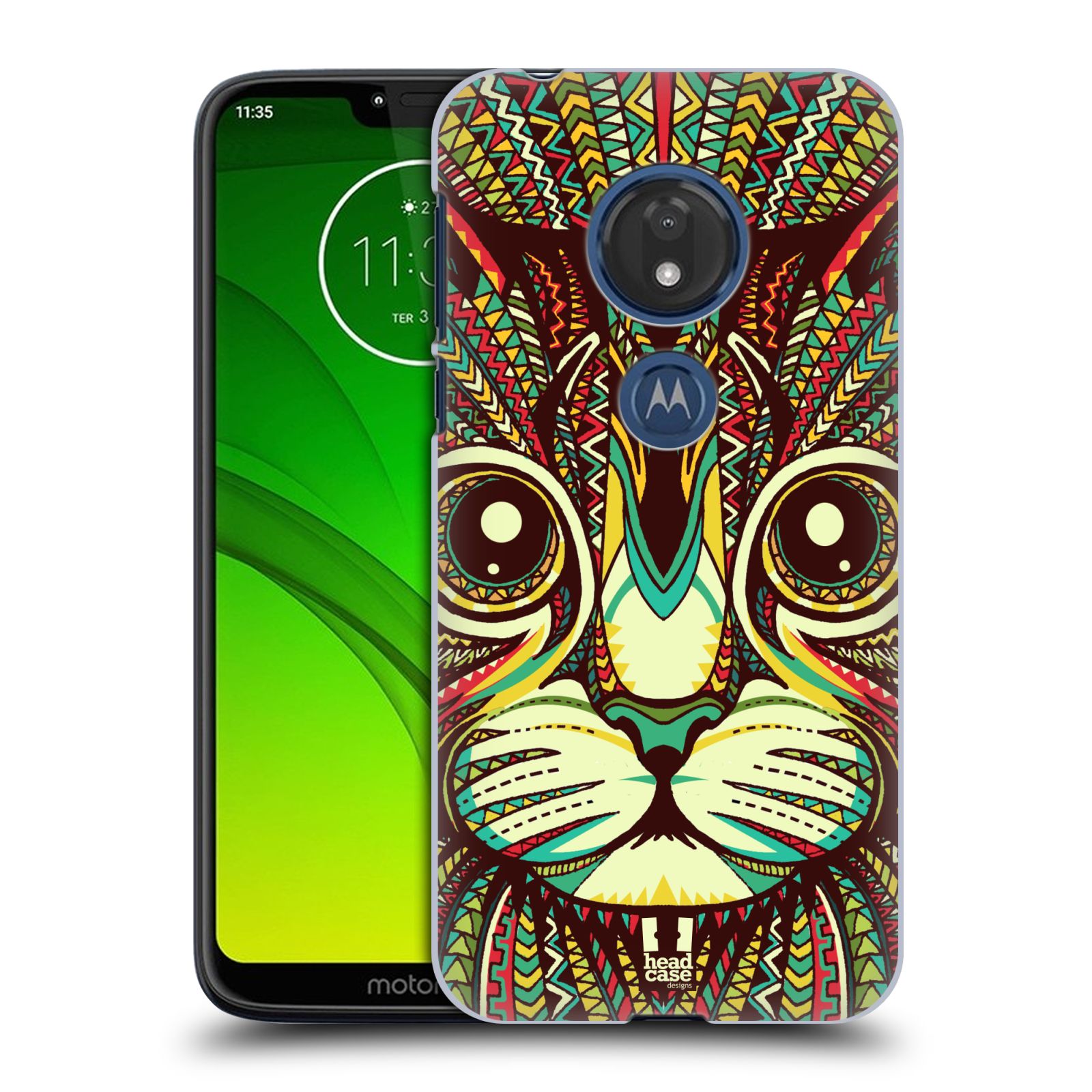 Pouzdro na mobil Motorola Moto G7 Play vzor Aztécký motiv zvíře 2 kotě
