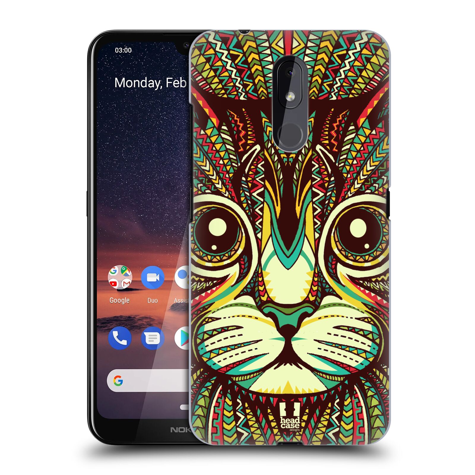 Pouzdro na mobil Nokia 3.2 - HEAD CASE - vzor Aztécký motiv zvíře 2 kotě