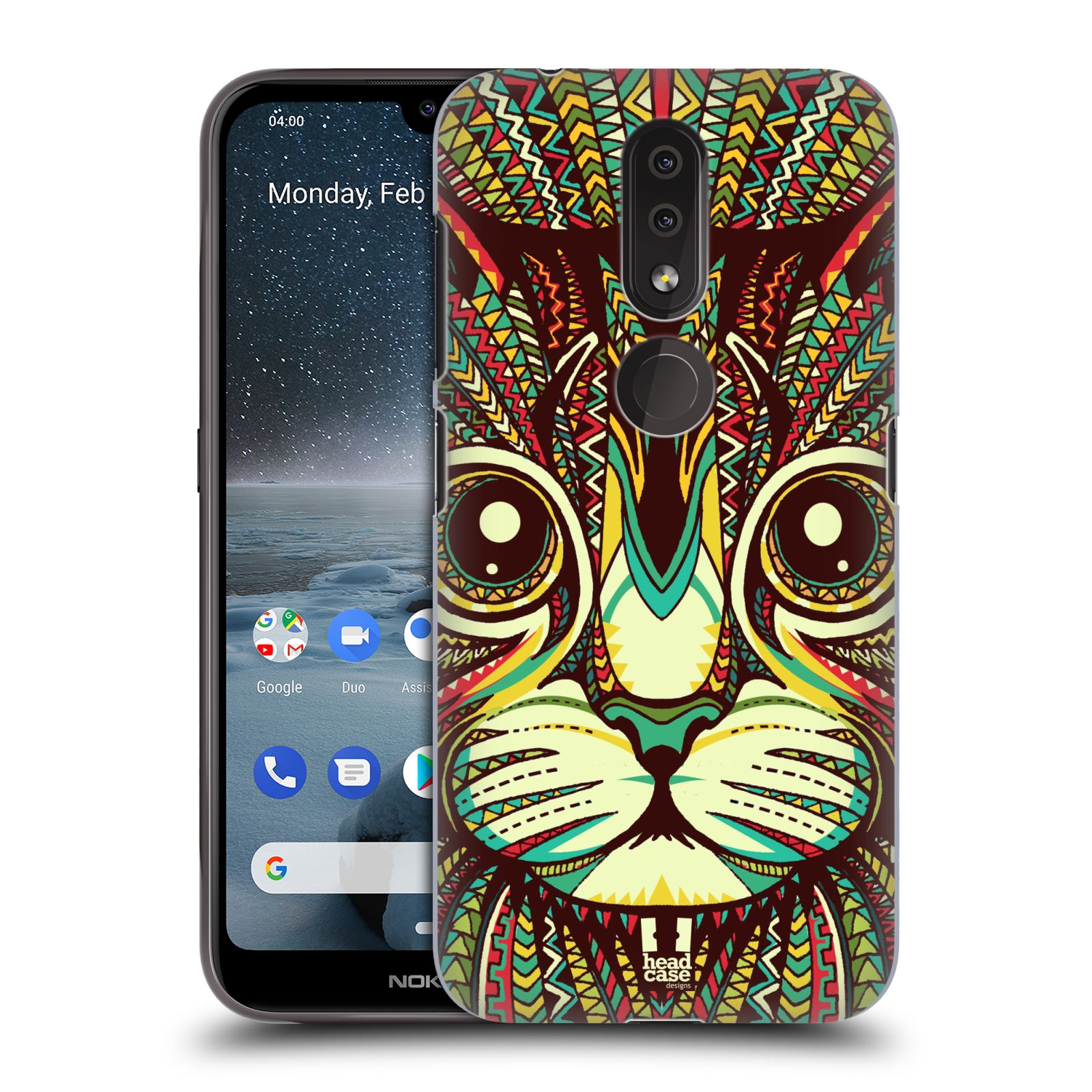 Pouzdro na mobil Nokia 4.2 - HEAD CASE - vzor Aztécký motiv zvíře 2 kotě