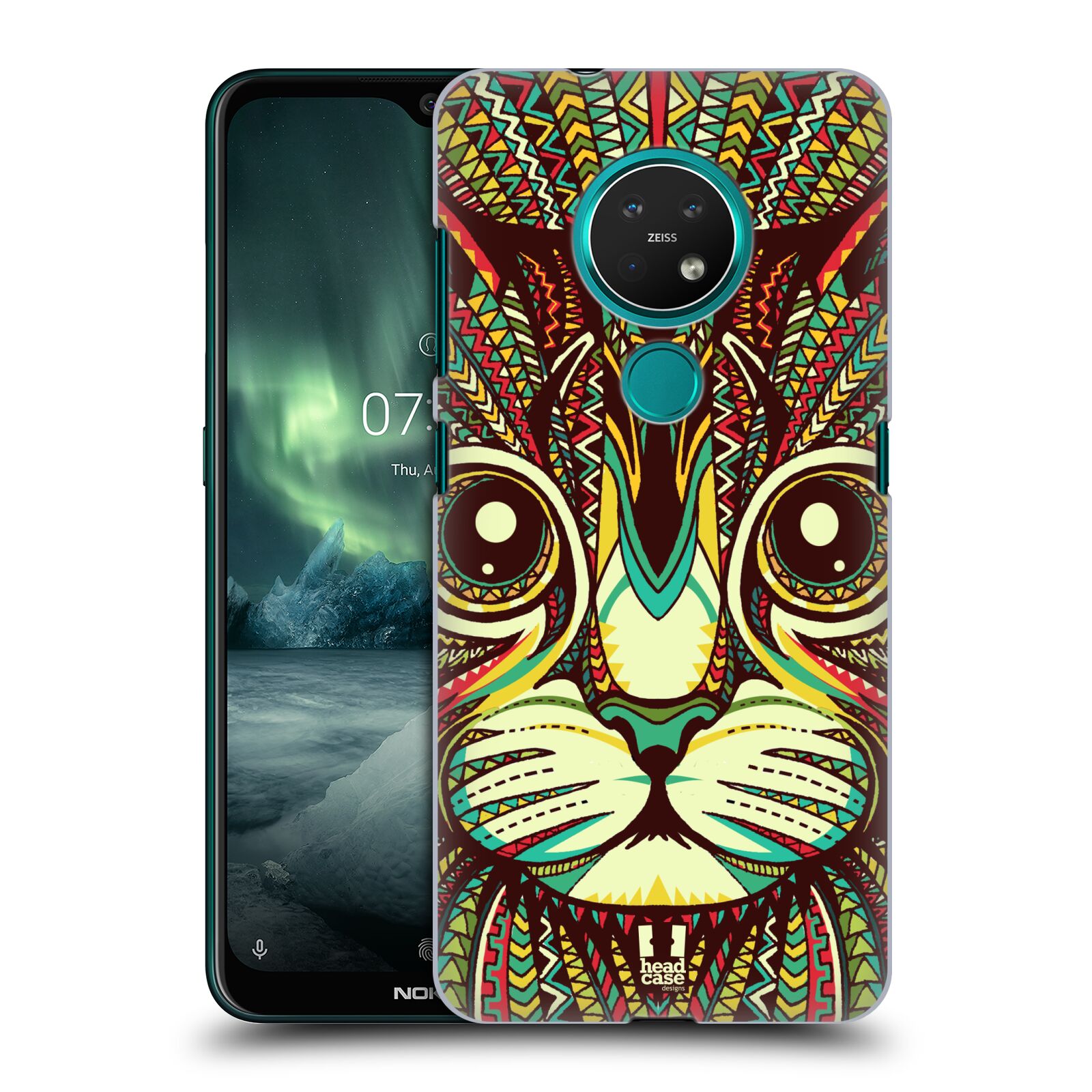 Pouzdro na mobil NOKIA 7.2 - HEAD CASE - vzor Aztécký motiv zvíře 2 kotě