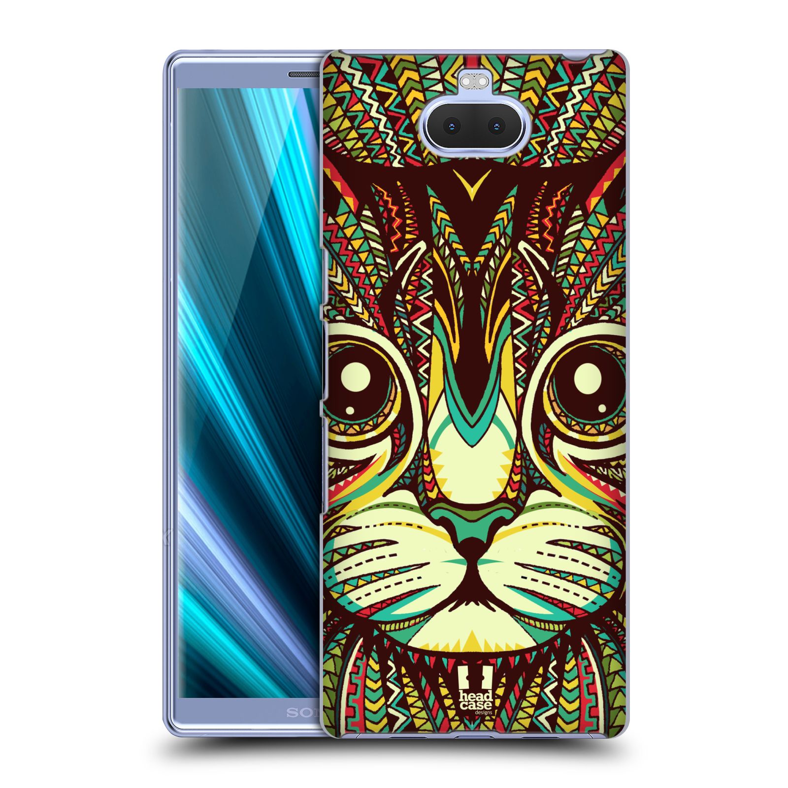 Pouzdro na mobil Sony Xperia 10 - Head Case - vzor Aztécký motiv zvíře 2 kotě
