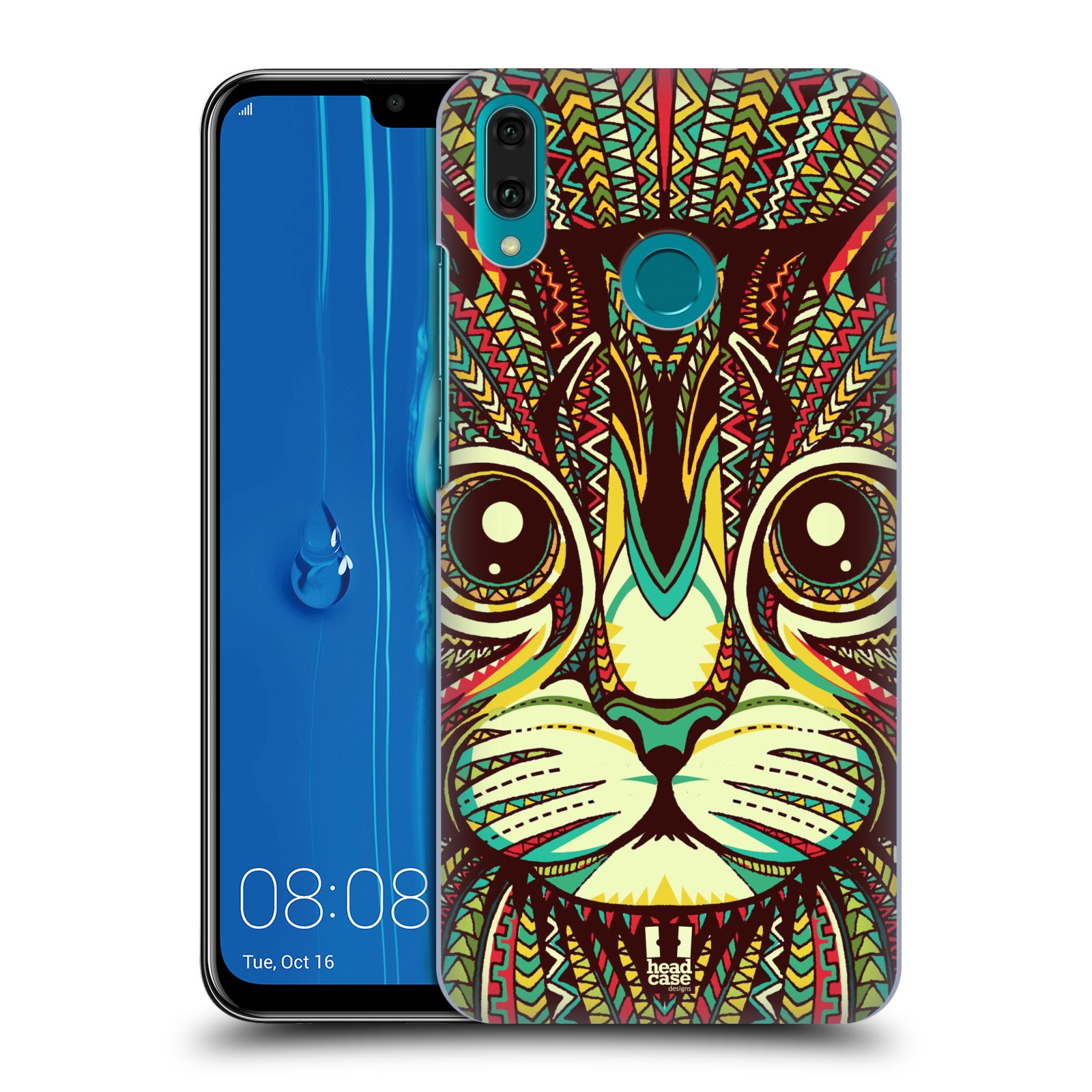 Pouzdro na mobil Huawei Y9 2019 - HEAD CASE - vzor Aztécký motiv zvíře 2 kotě