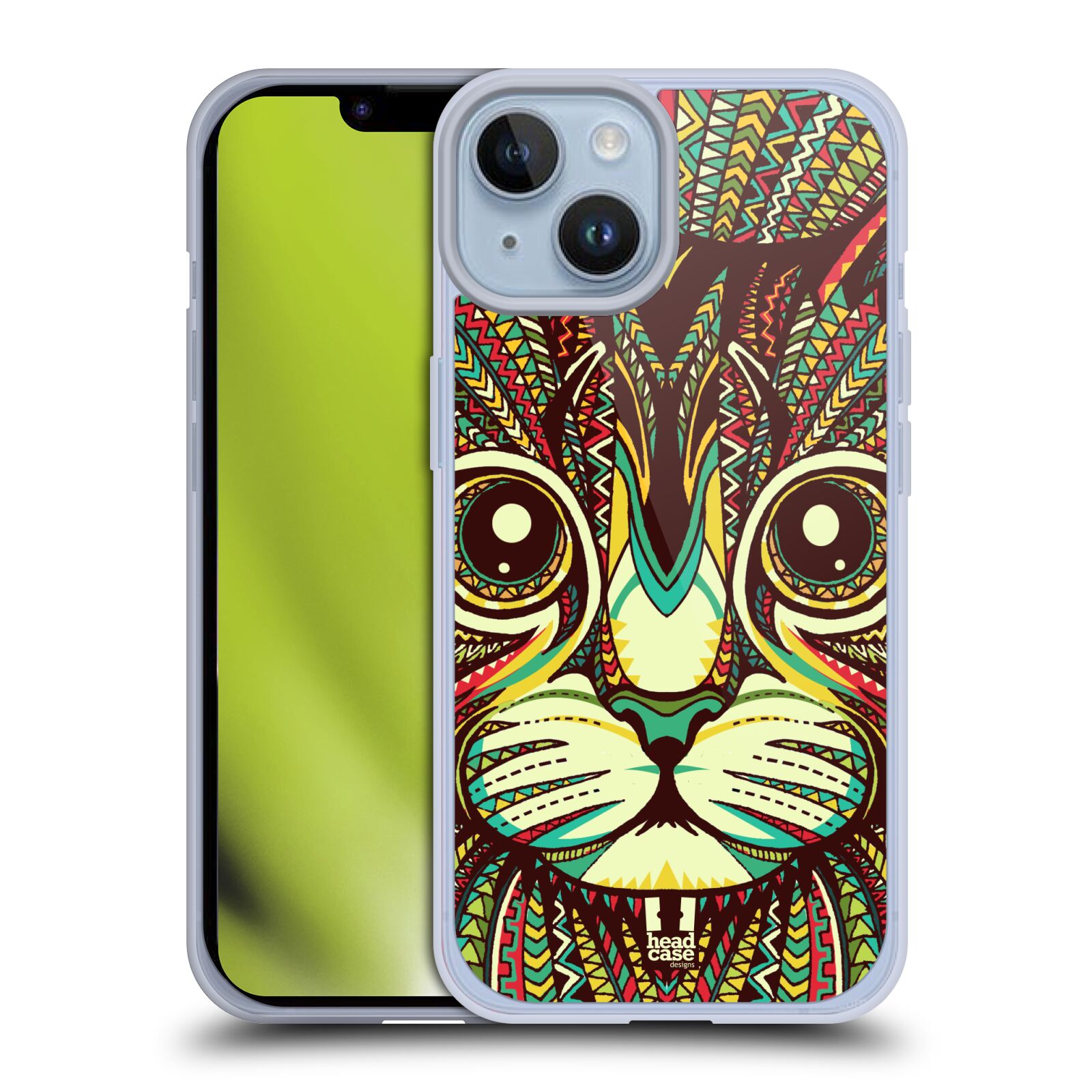 Plastový obal HEAD CASE na mobil Apple Iphone 14 vzor Aztécký motiv zvíře 2 kotě