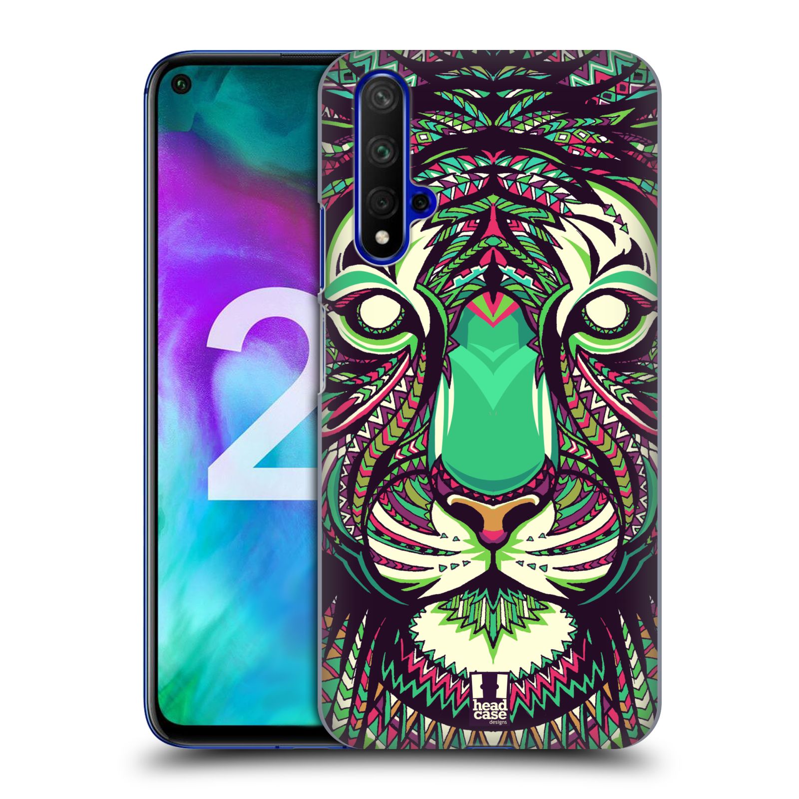 Pouzdro na mobil Honor 20 - HEAD CASE - vzor Aztécký motiv zvíře 2 tygr