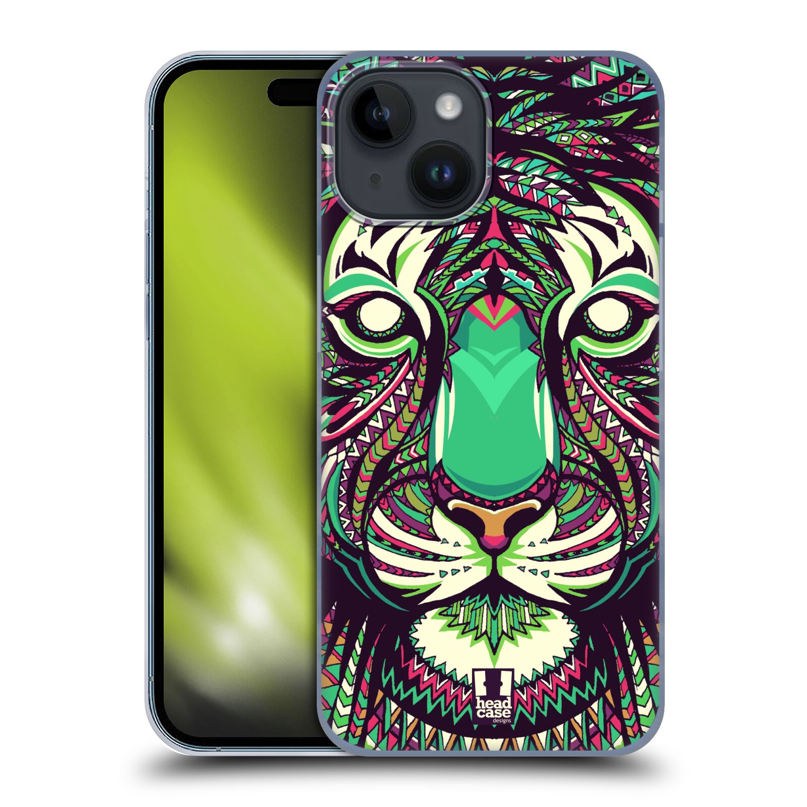 Plastový obal HEAD CASE na mobil Apple Iphone 15 vzor Aztécký motiv zvíře 2 tygr