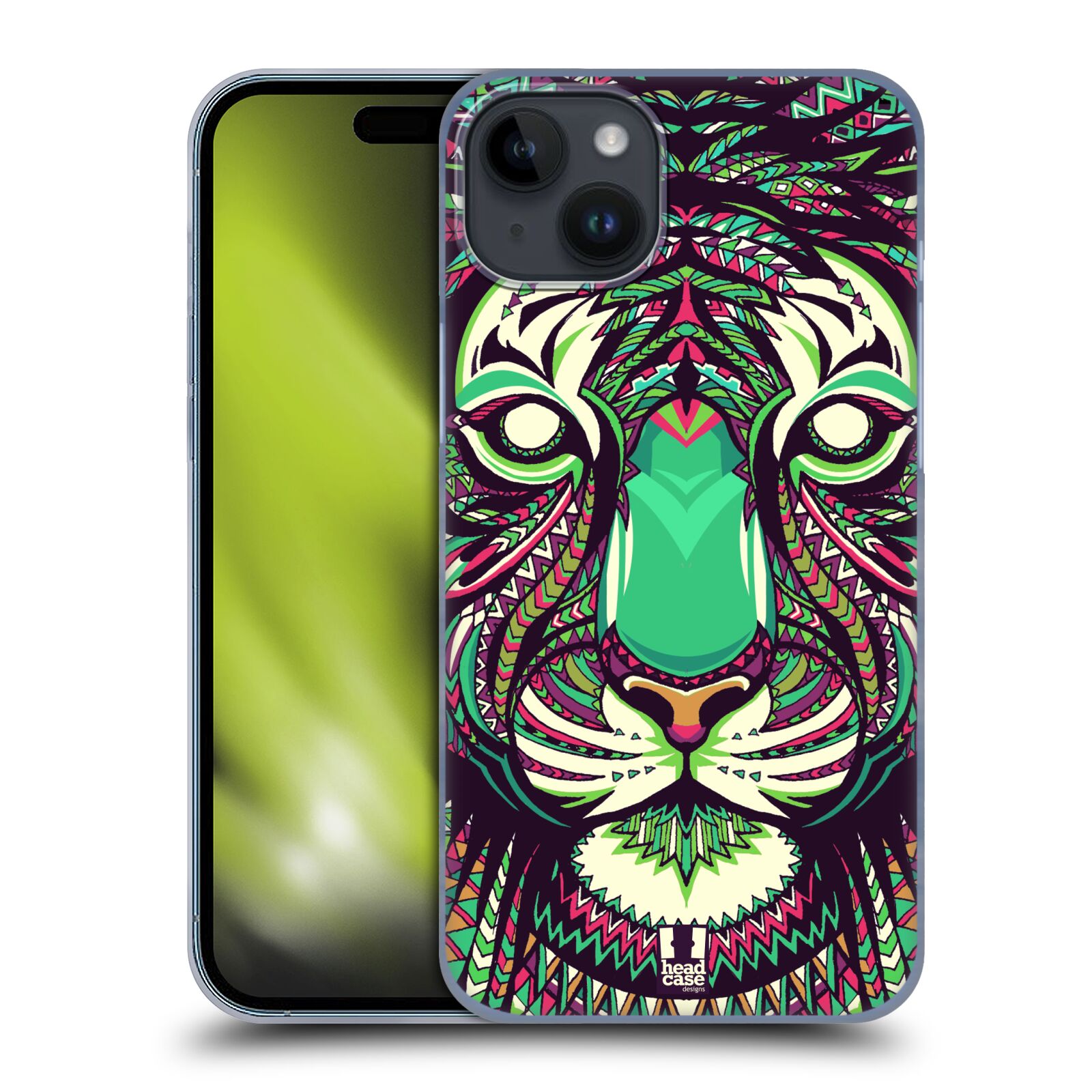 Plastový obal HEAD CASE na mobil Apple Iphone 15 PLUS vzor Aztécký motiv zvíře 2 tygr