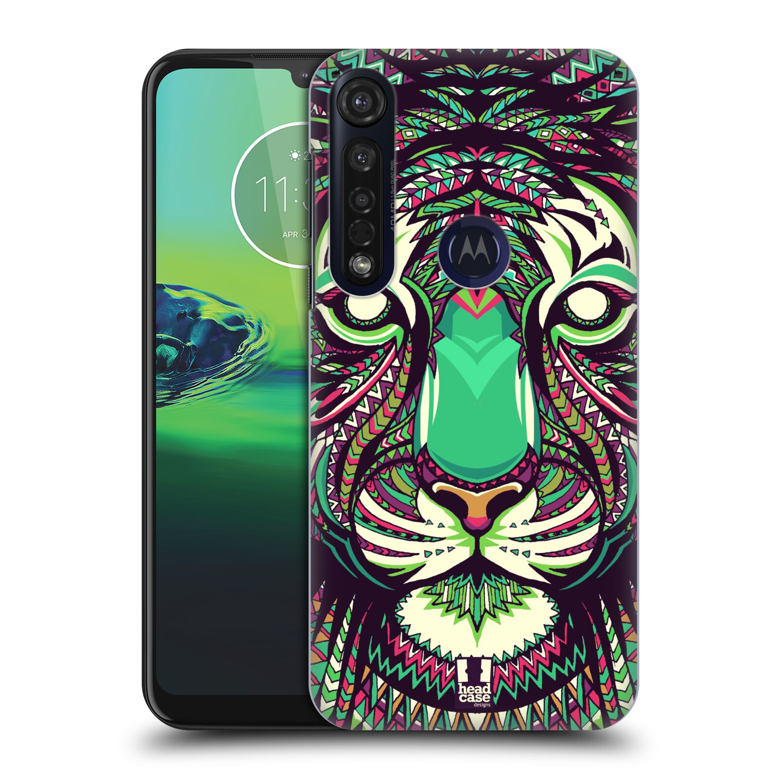 Pouzdro na mobil Motorola Moto G8 PLUS - HEAD CASE - vzor Aztécký motiv zvíře 2 tygr