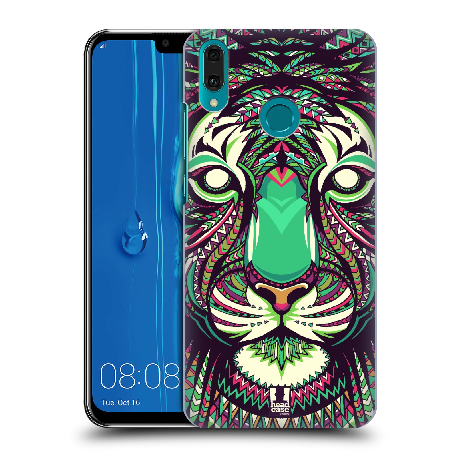 Pouzdro na mobil Huawei Y9 2019 - HEAD CASE - vzor Aztécký motiv zvíře 2 tygr