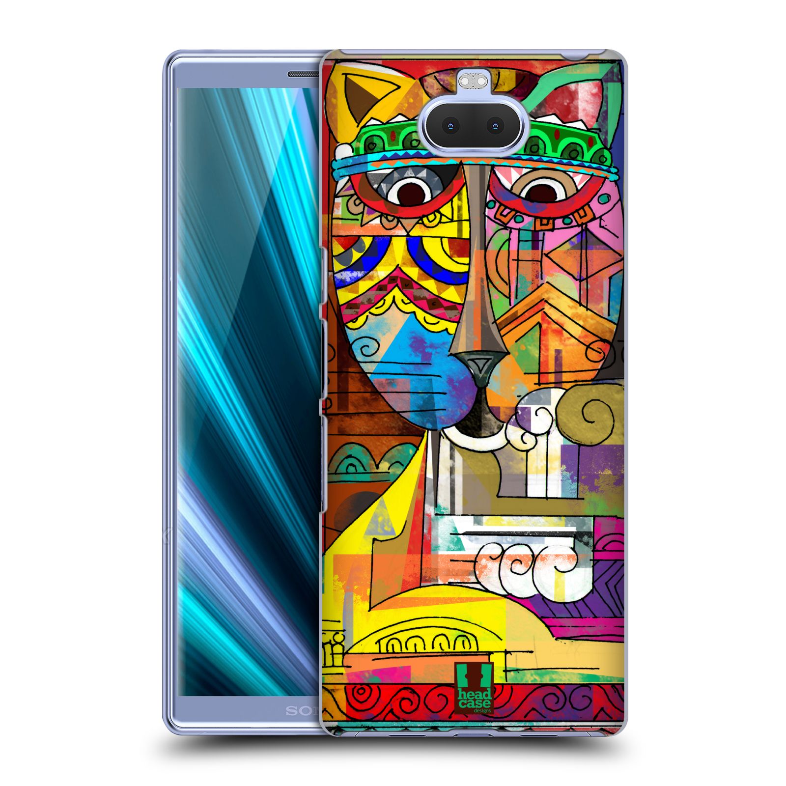 Pouzdro na mobil Sony Xperia 10 - Head Case - vzor Aztécký vzor abstrakce kočka SIAMSKÁ