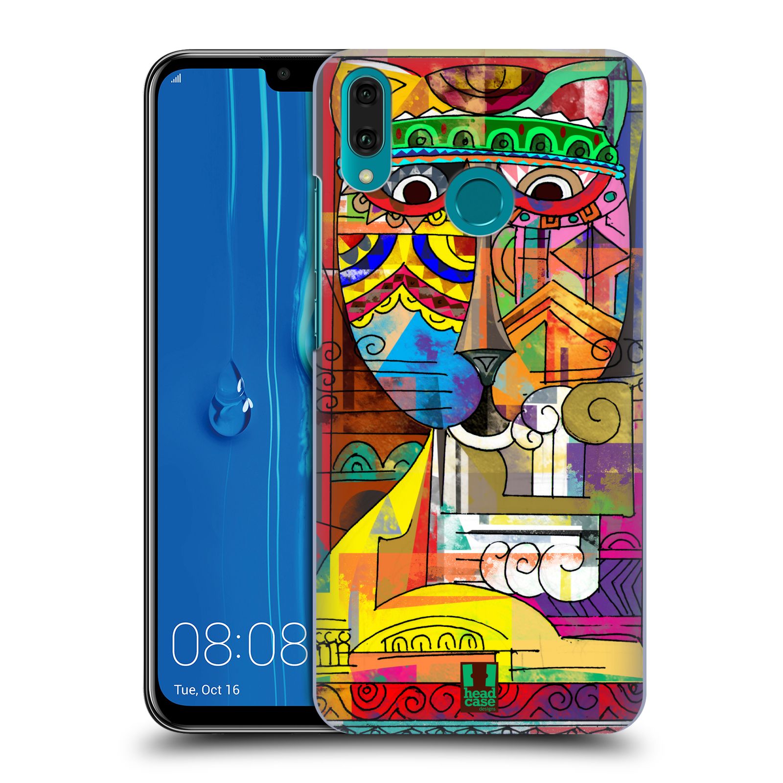 Pouzdro na mobil Huawei Y9 2019 - HEAD CASE - vzor Aztécký vzor abstrakce kočka SIAMSKÁ