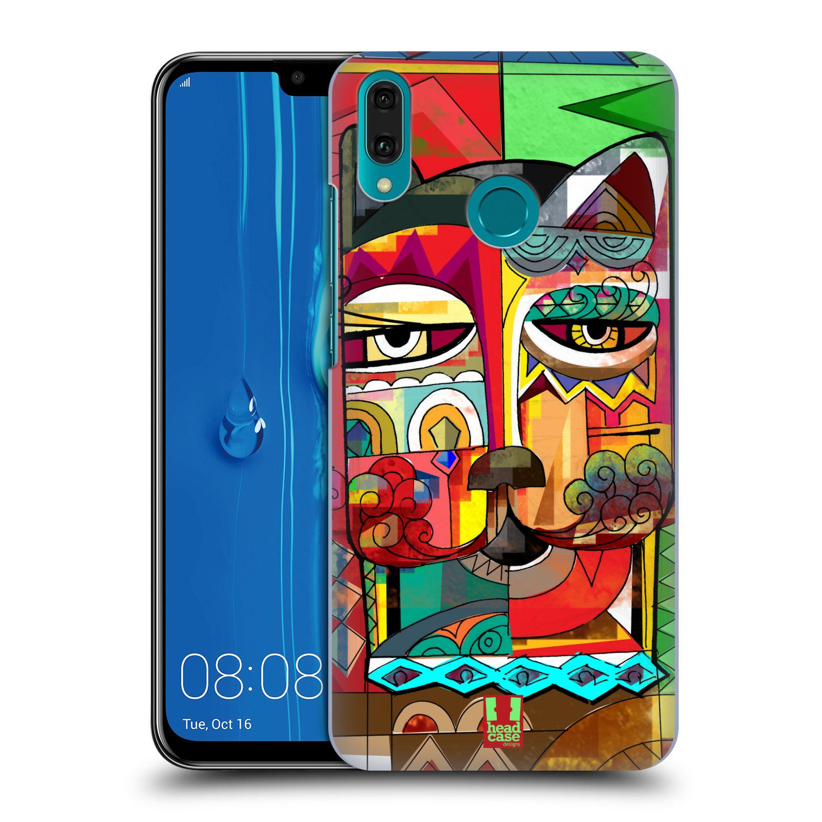 Pouzdro na mobil Huawei Y9 2019 - HEAD CASE - vzor Aztécký vzor abstrakce kočka SPHYNX