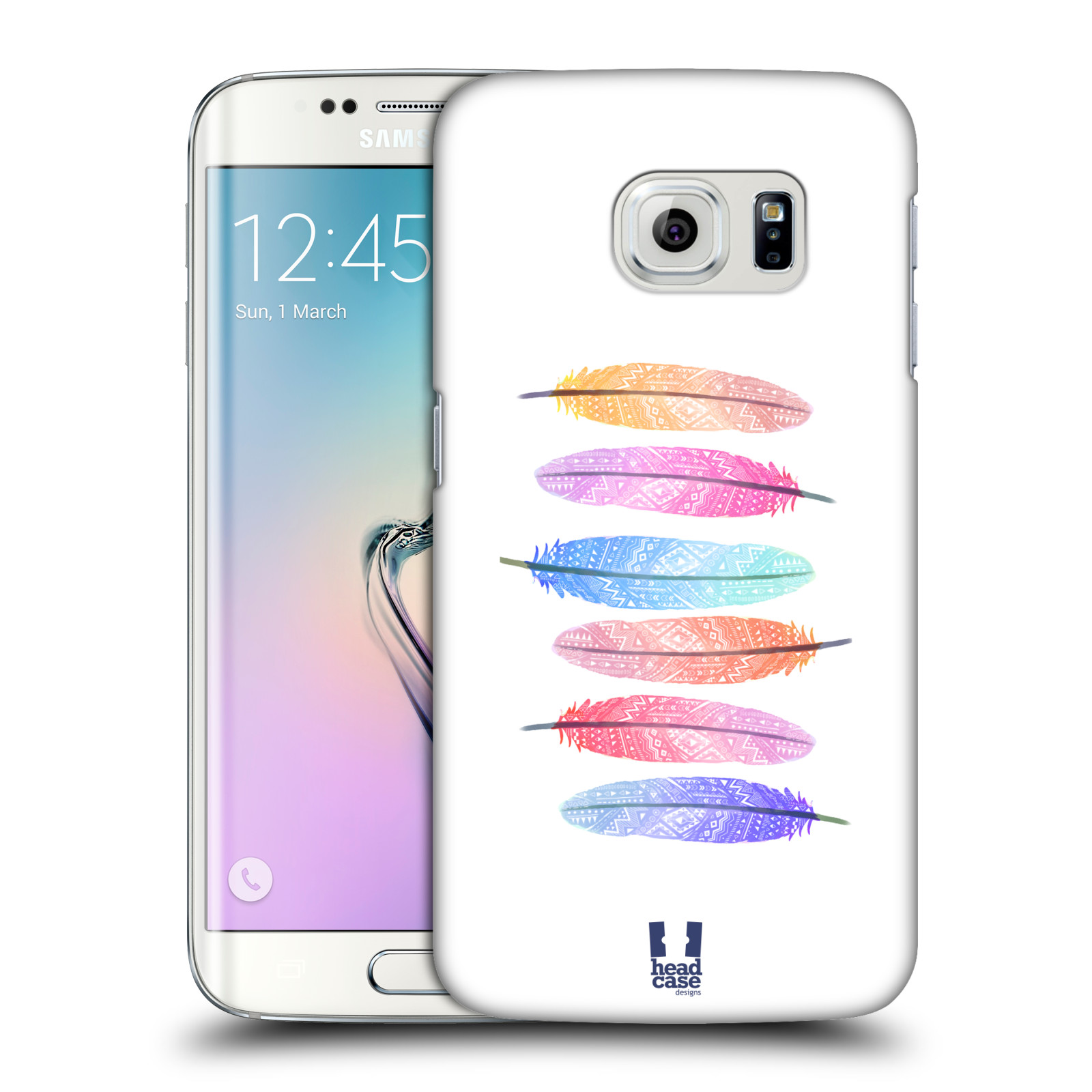HEAD CASE plastový obal na mobil SAMSUNG Galaxy S6 EDGE (G9250, G925, G925F) vzor Aztécká pírka růžová a modrá