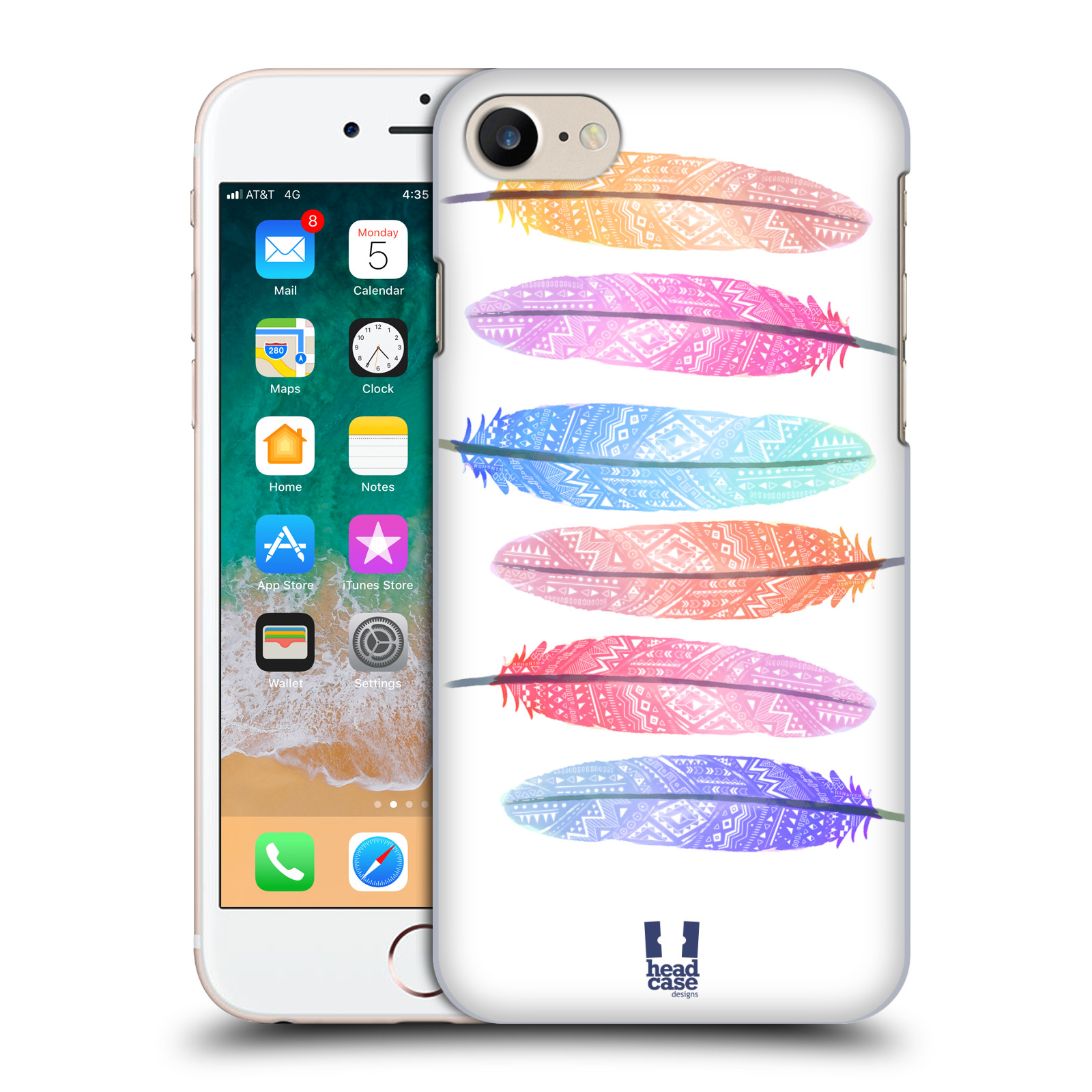 HEAD CASE plastový obal na mobil Apple Iphone 7 vzor Aztécká pírka růžová a modrá