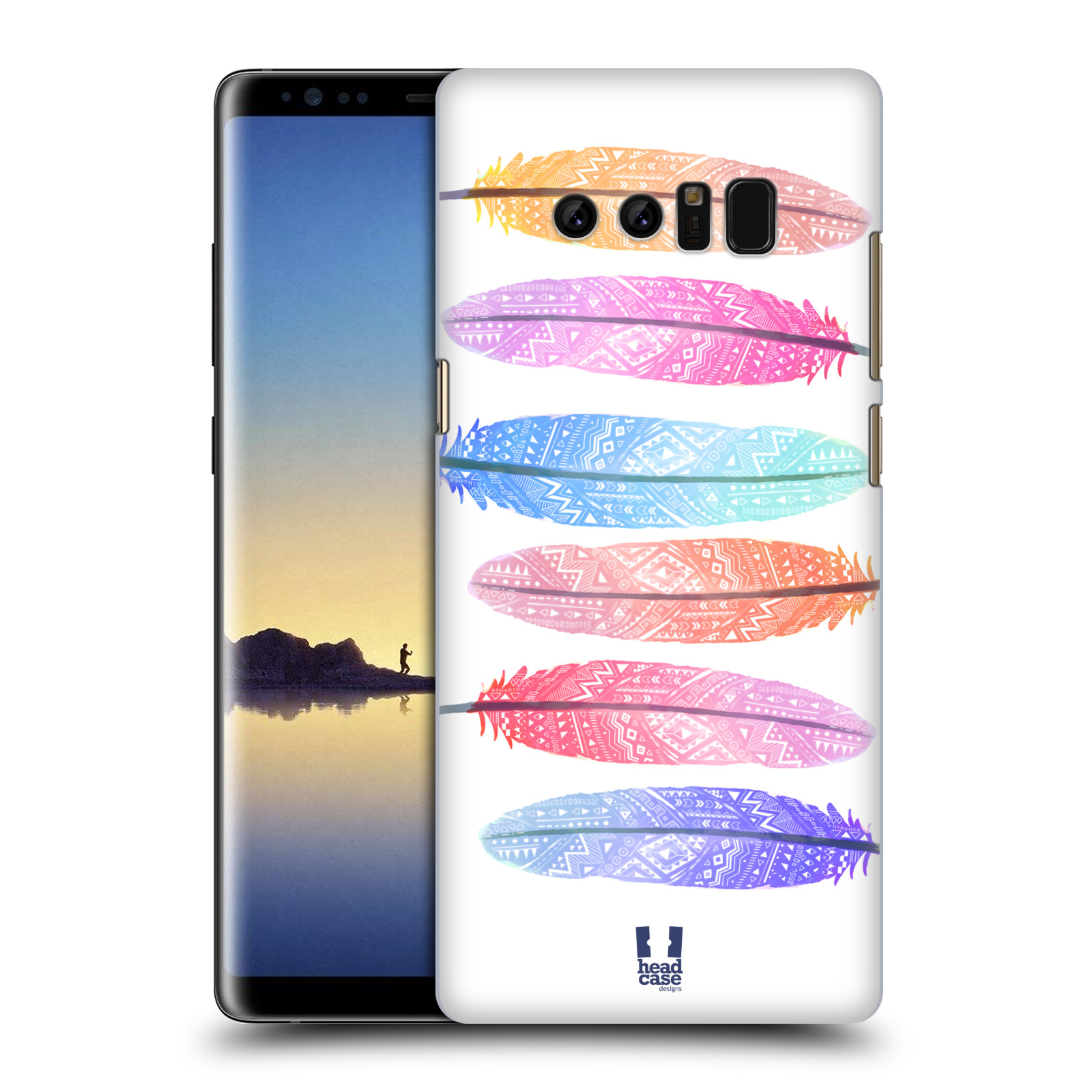 HEAD CASE plastový obal na mobil Samsung Galaxy Note 8 vzor Aztécká pírka růžová a modrá