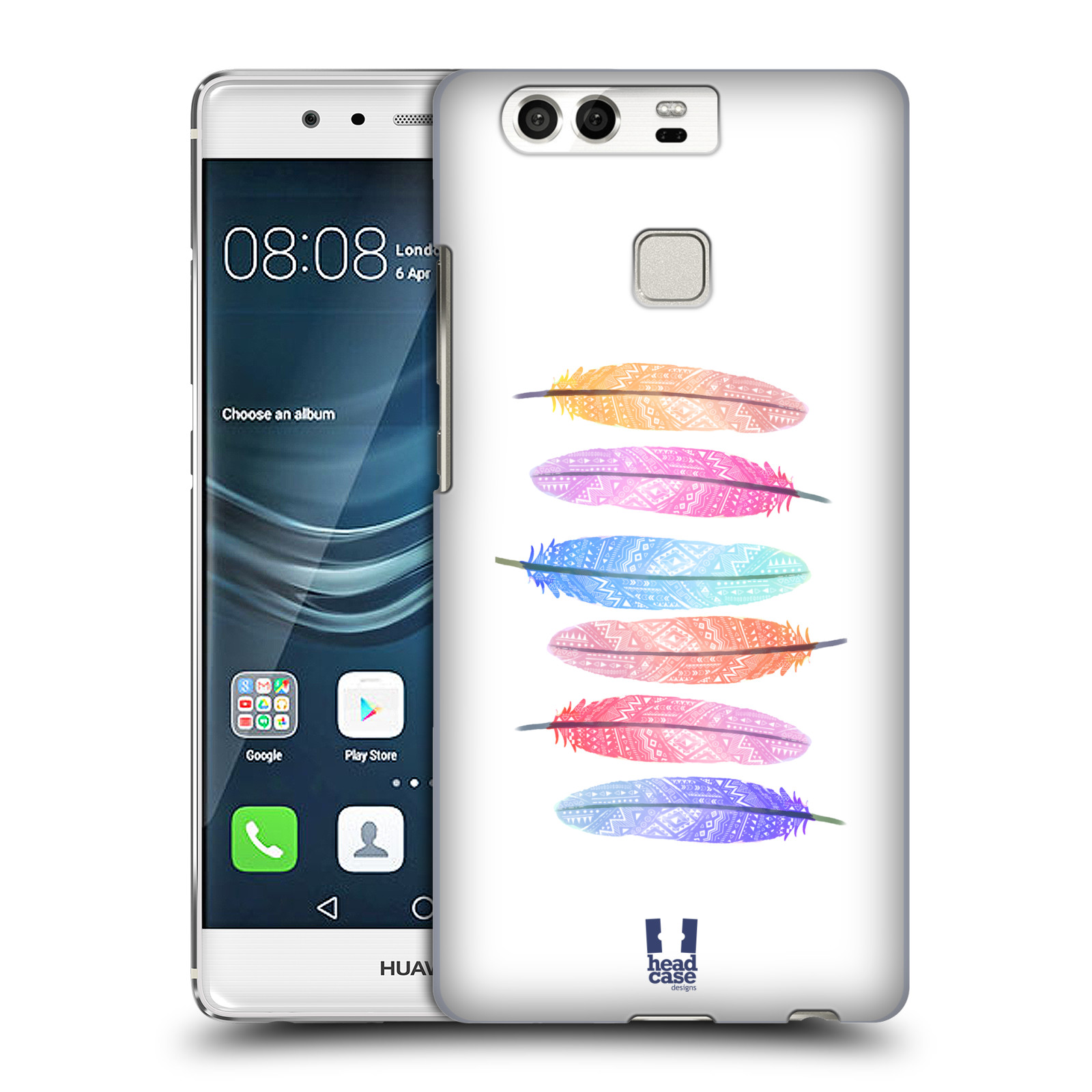 HEAD CASE plastový obal na mobil Huawei P9 / P9 DUAL SIM vzor Aztécká pírka růžová a modrá