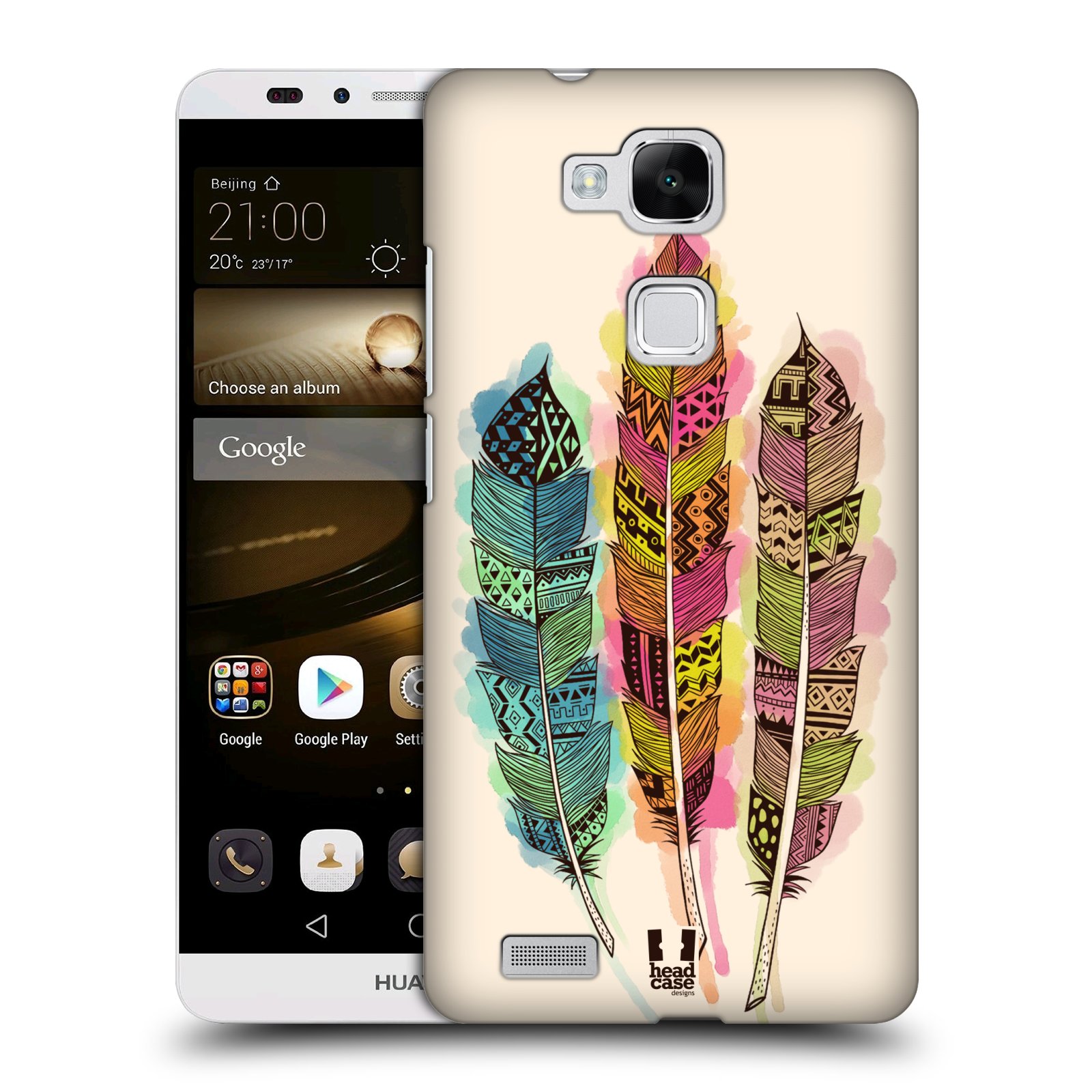 HEAD CASE plastový obal na mobil Huawei Mate 7 vzor Aztécká pírka vodovky