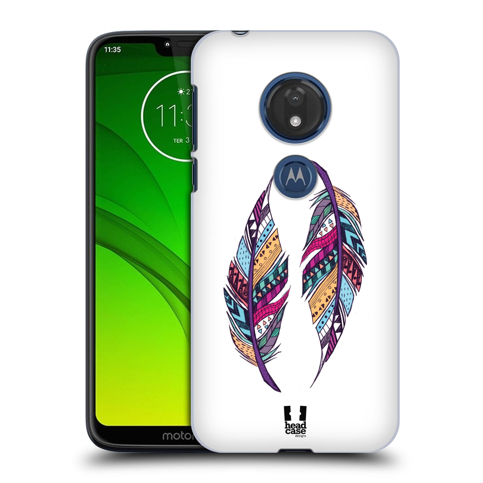 Pouzdro na mobil Motorola Moto G7 Play vzor Aztécká pírka PÁR