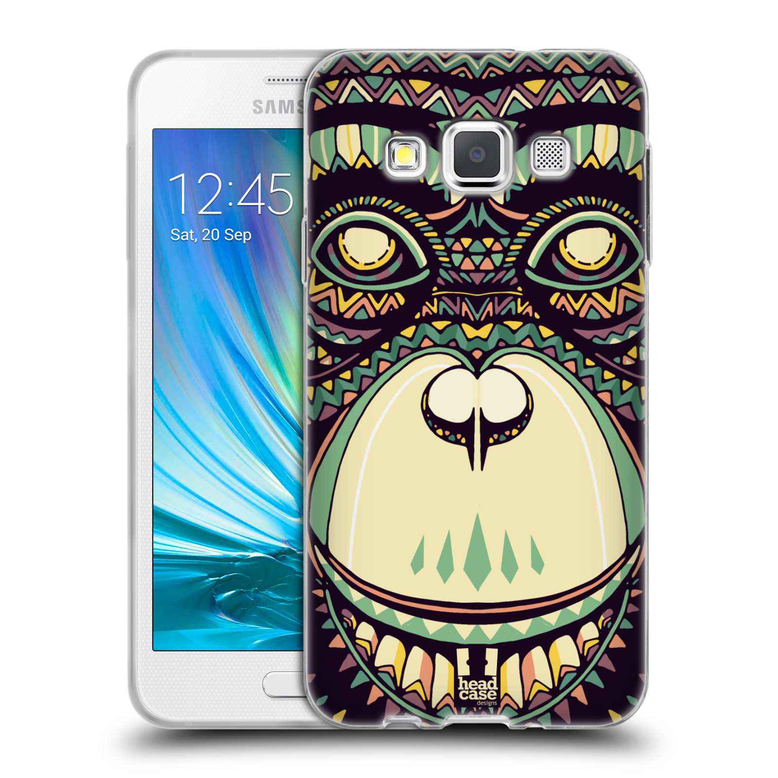 HEAD CASE silikonový obal na mobil Samsung Galaxy A3 vzor Aztécký motiv zvíře 3 šimpanz