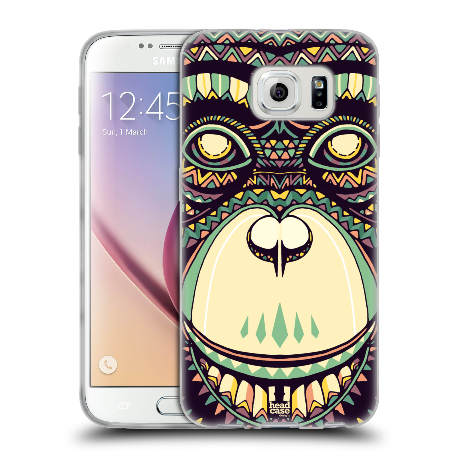 HEAD CASE silikonový obal na mobil Samsung Galaxy S6 vzor Aztécký motiv zvíře 3 šimpanz