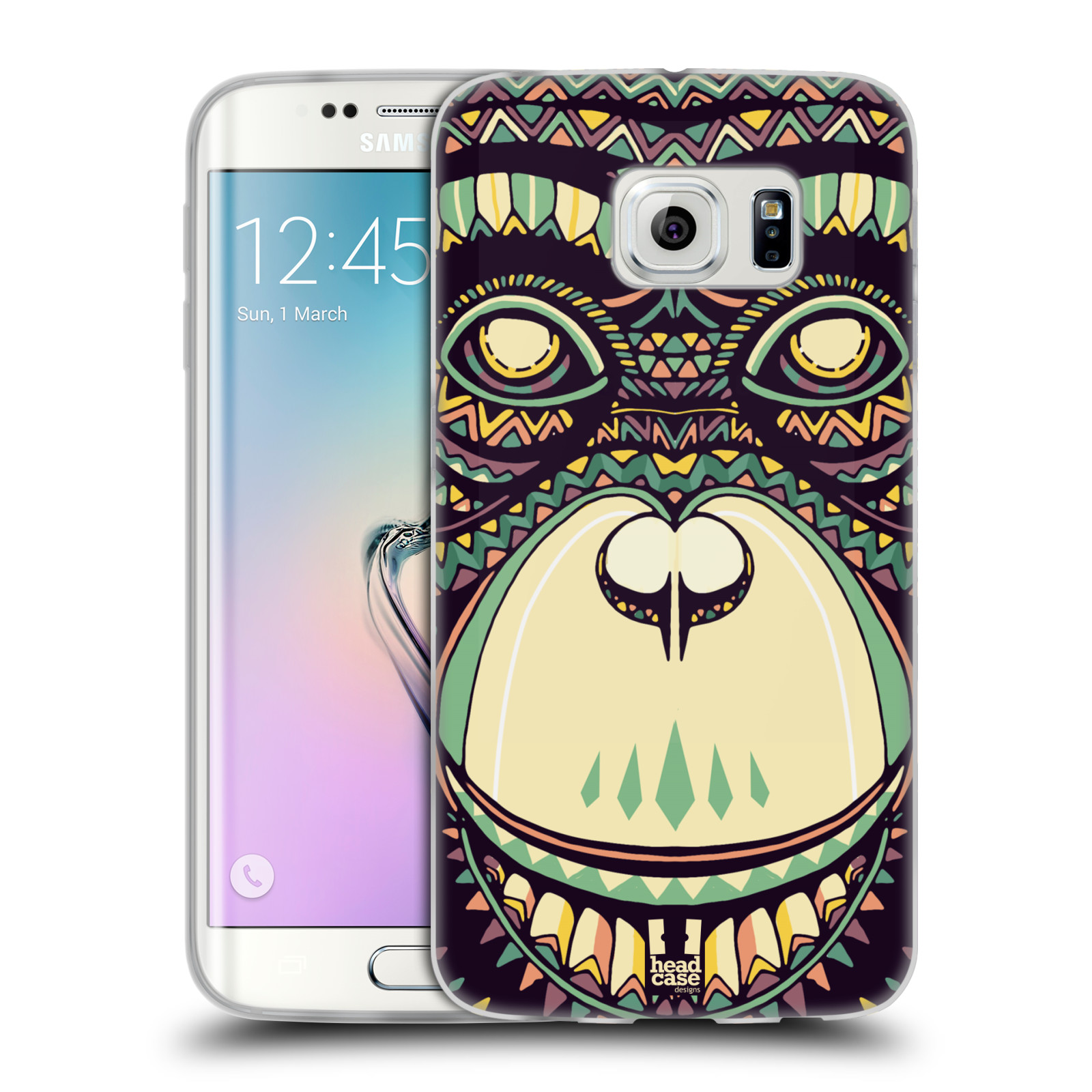 HEAD CASE silikonový obal na mobil Samsung Galaxy S6 EDGE vzor Aztécký motiv zvíře 3 šimpanz