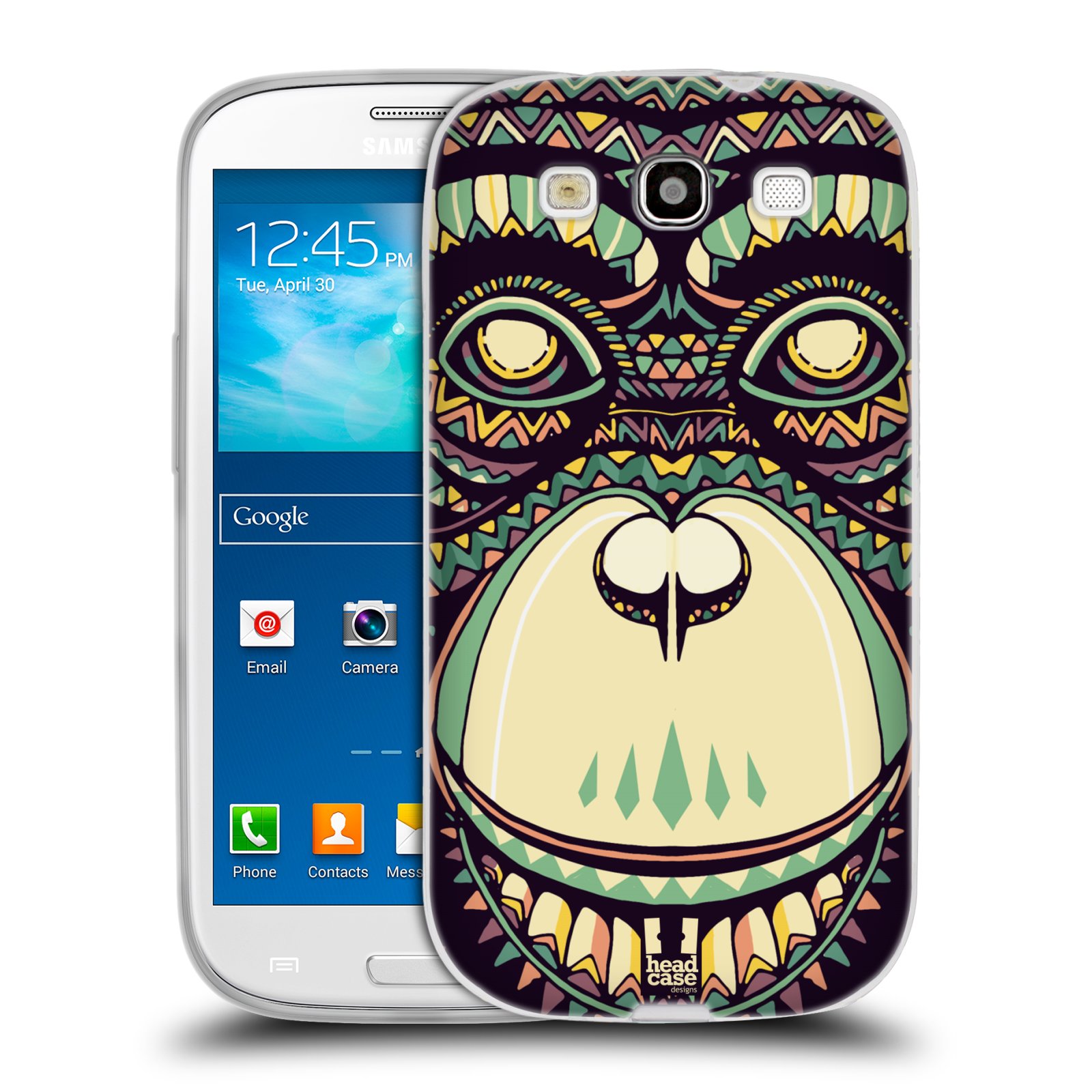 HEAD CASE silikonový obal na mobil Samsung Galaxy S3 i9300 vzor Aztécký motiv zvíře 3 šimpanz