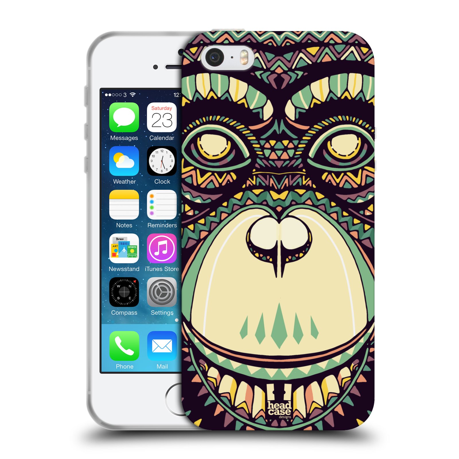 HEAD CASE silikonový obal na mobil Apple Iphone 5/5S vzor Aztécký motiv zvíře 3 šimpanz