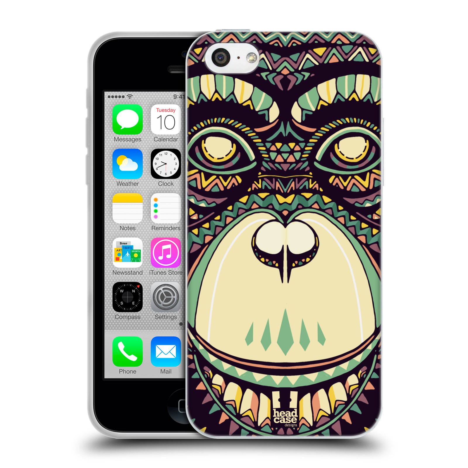 HEAD CASE silikonový obal na mobil Apple Iphone 5C vzor Aztécký motiv zvíře 3 šimpanz