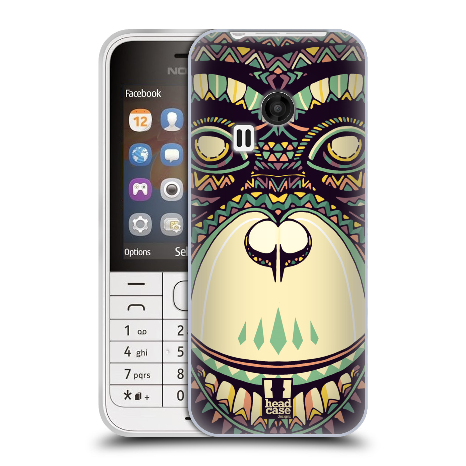 HEAD CASE silikonový obal na mobil NOKIA 220 / NOKIA 220 DUAL SIM vzor Aztécký motiv zvíře 3 šimpanz