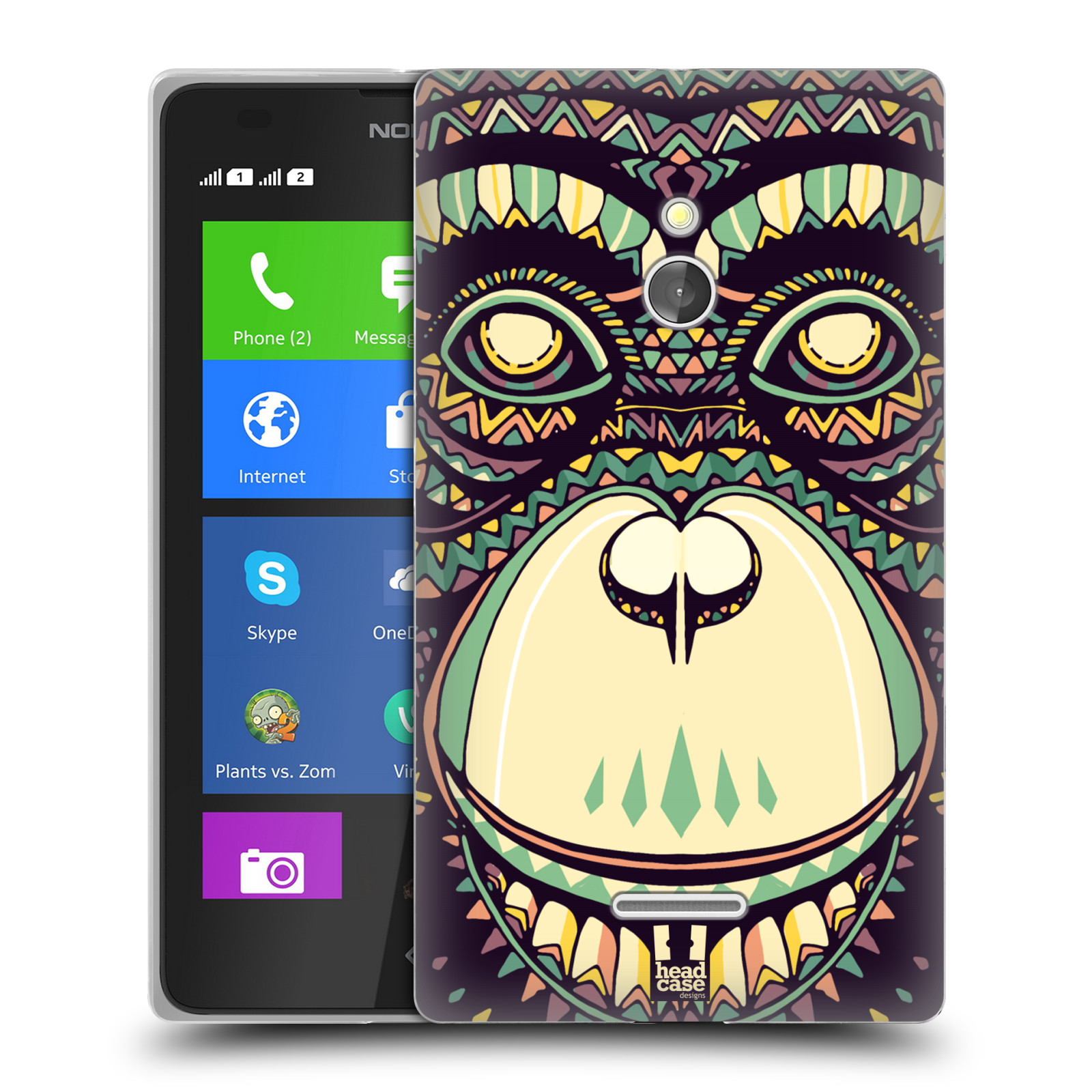 HEAD CASE silikonový obal na mobil NOKIA XL / NOKIA XL DUAL SIM vzor Aztécký motiv zvíře 3 šimpanz