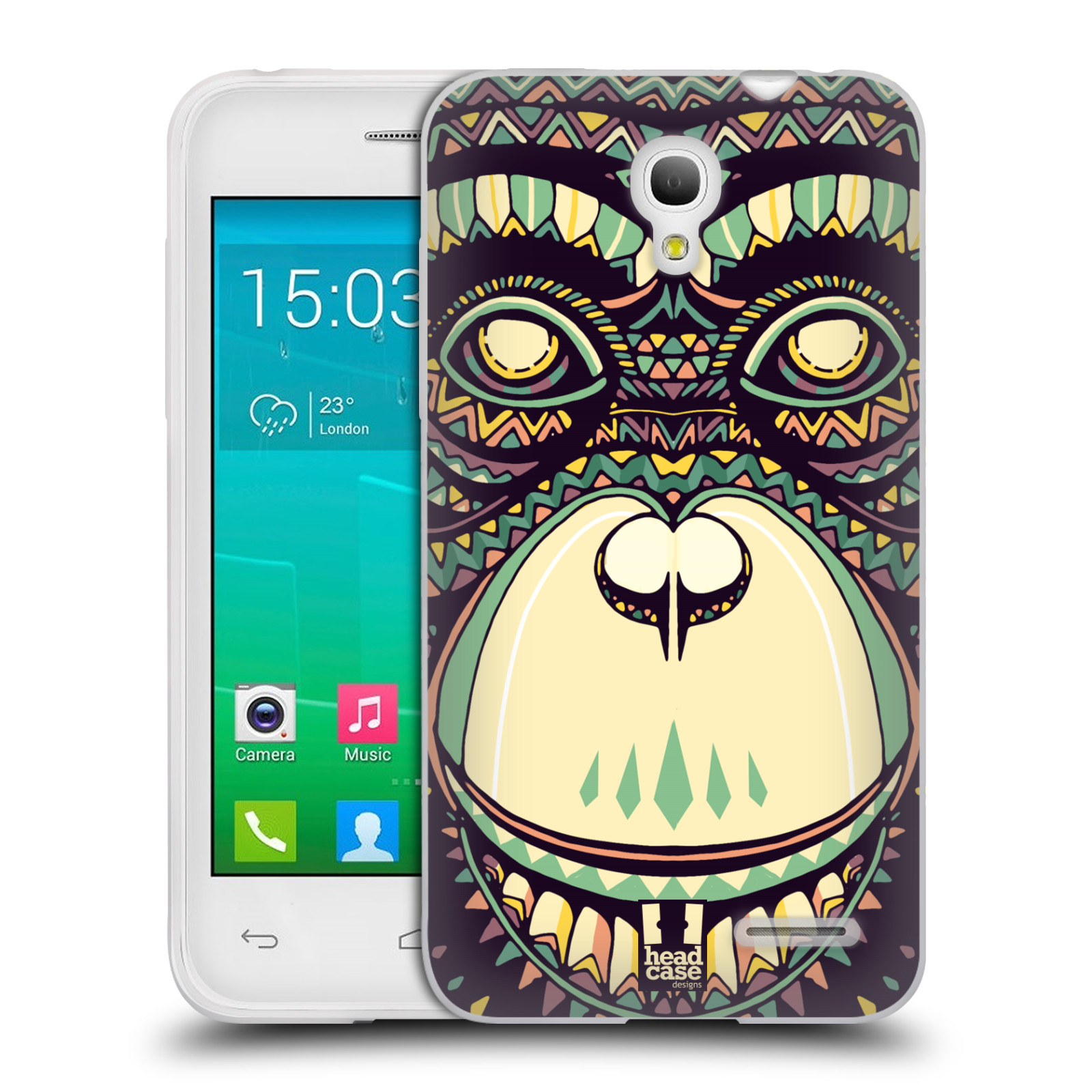 HEAD CASE silikonový obal na mobil Alcatel POP S3 OT-5050Y vzor Aztécký motiv zvíře 3 šimpanz