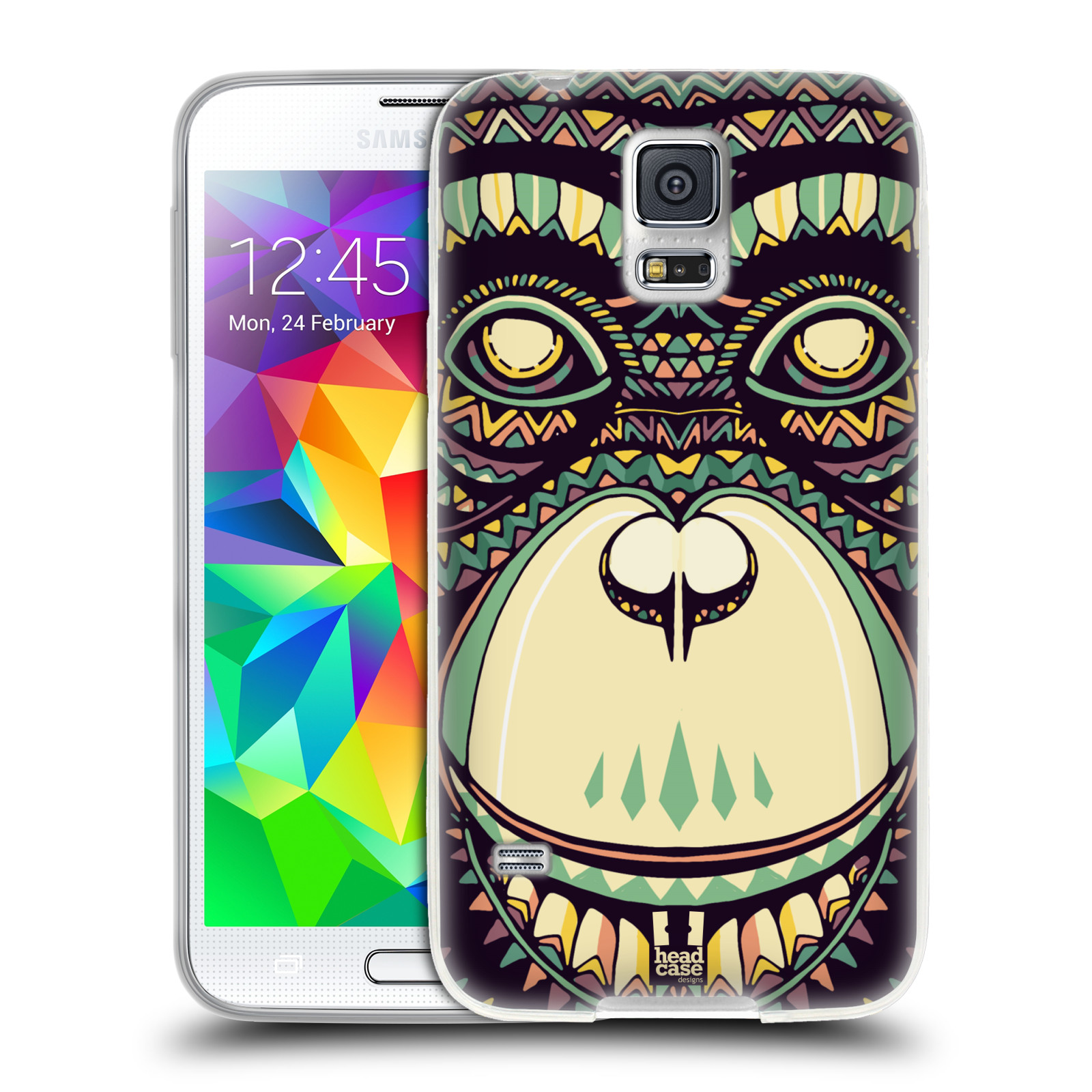 HEAD CASE silikonový obal na mobil Samsung Galaxy S5/S5 NEO vzor Aztécký motiv zvíře 3 šimpanz