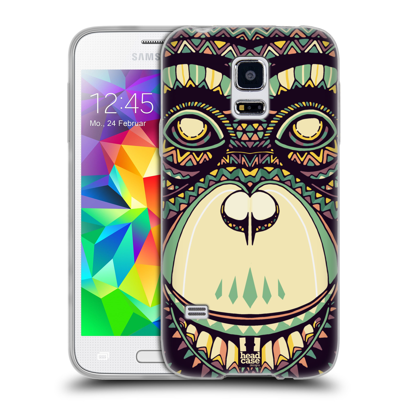 HEAD CASE silikonový obal na mobil Samsung Galaxy S5 MINI vzor Aztécký motiv zvíře 3 šimpanz