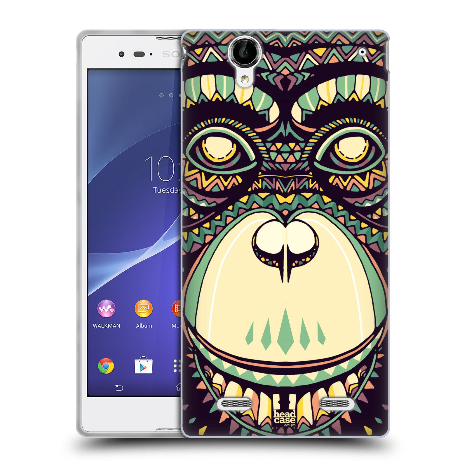 HEAD CASE silikonový obal na mobil Sony Xperia T2 Ultra/T2 Ultra DUAL SIM vzor Aztécký motiv zvíře 3 šimpanz