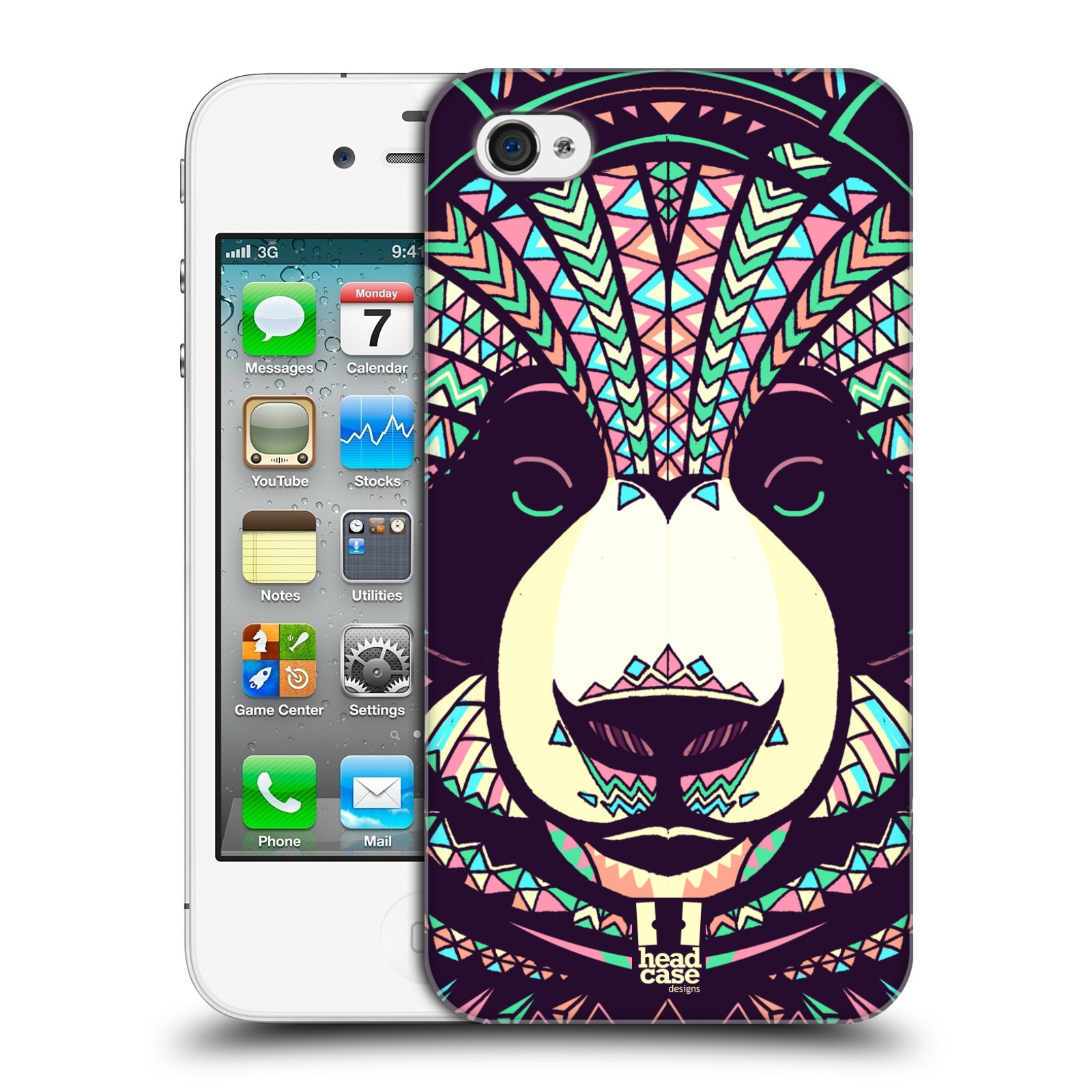 HEAD CASE plastový obal na mobil Apple Iphone 4/4S vzor Aztécký motiv zvíře 3 panda