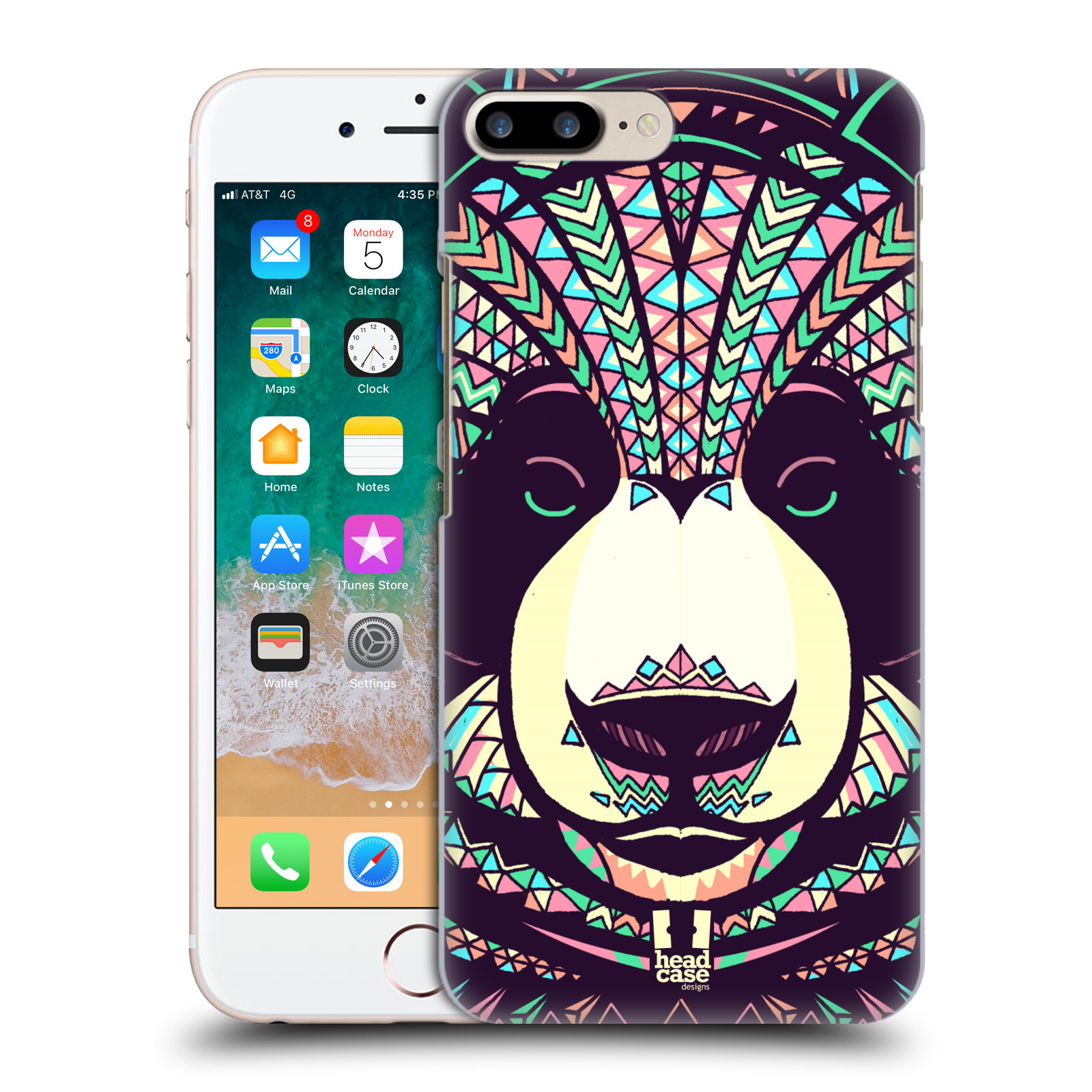 Plastové pouzdro pro mobil Apple Iphone 8 PLUS vzor Aztécký motiv zvíře 3 panda