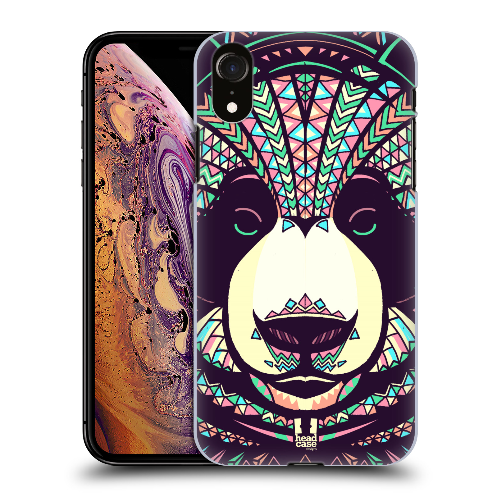 HEAD CASE plastový obal na mobil Apple Iphone XR vzor Aztécký motiv zvíře 3 panda