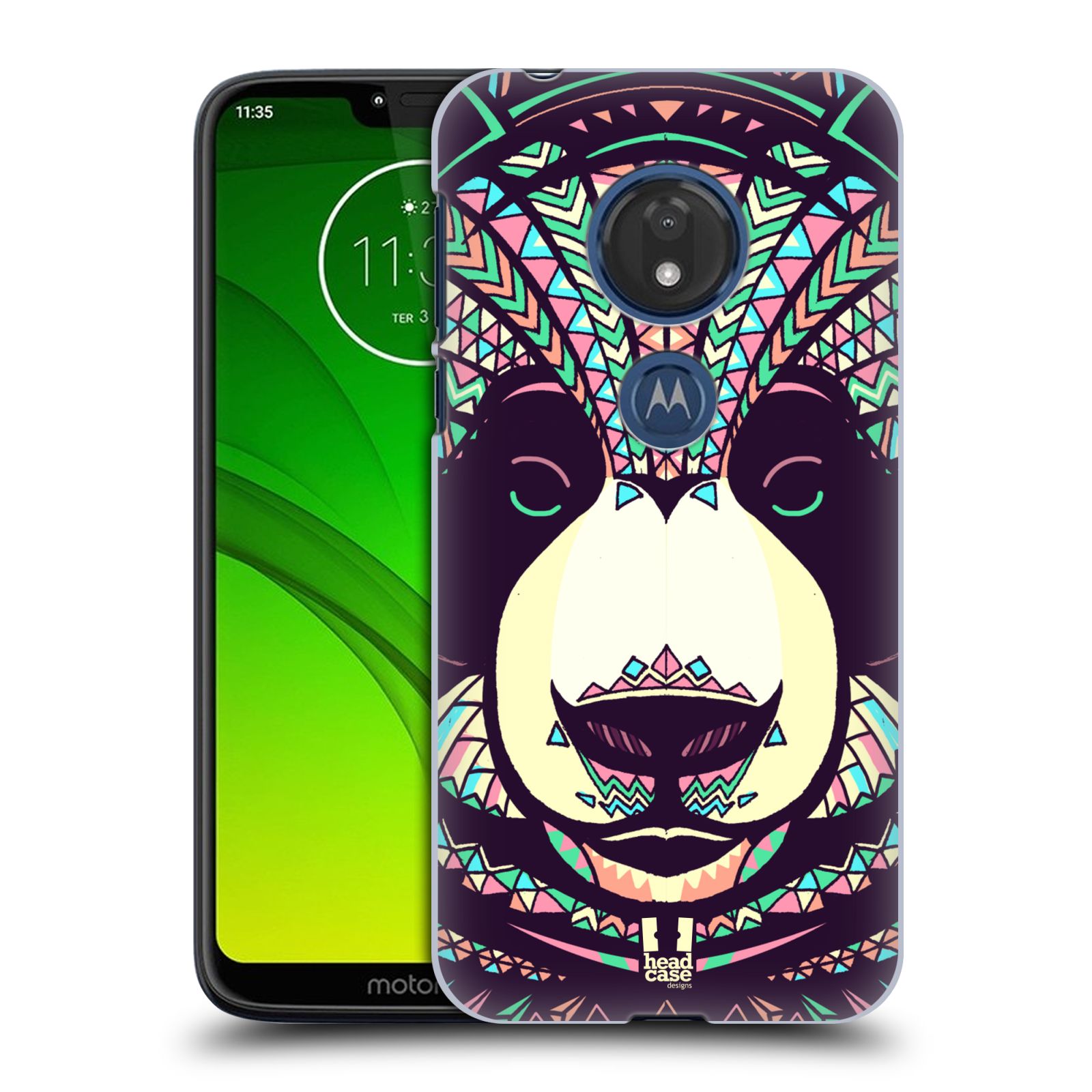 Pouzdro na mobil Motorola Moto G7 Play vzor Aztécký motiv zvíře 3 panda