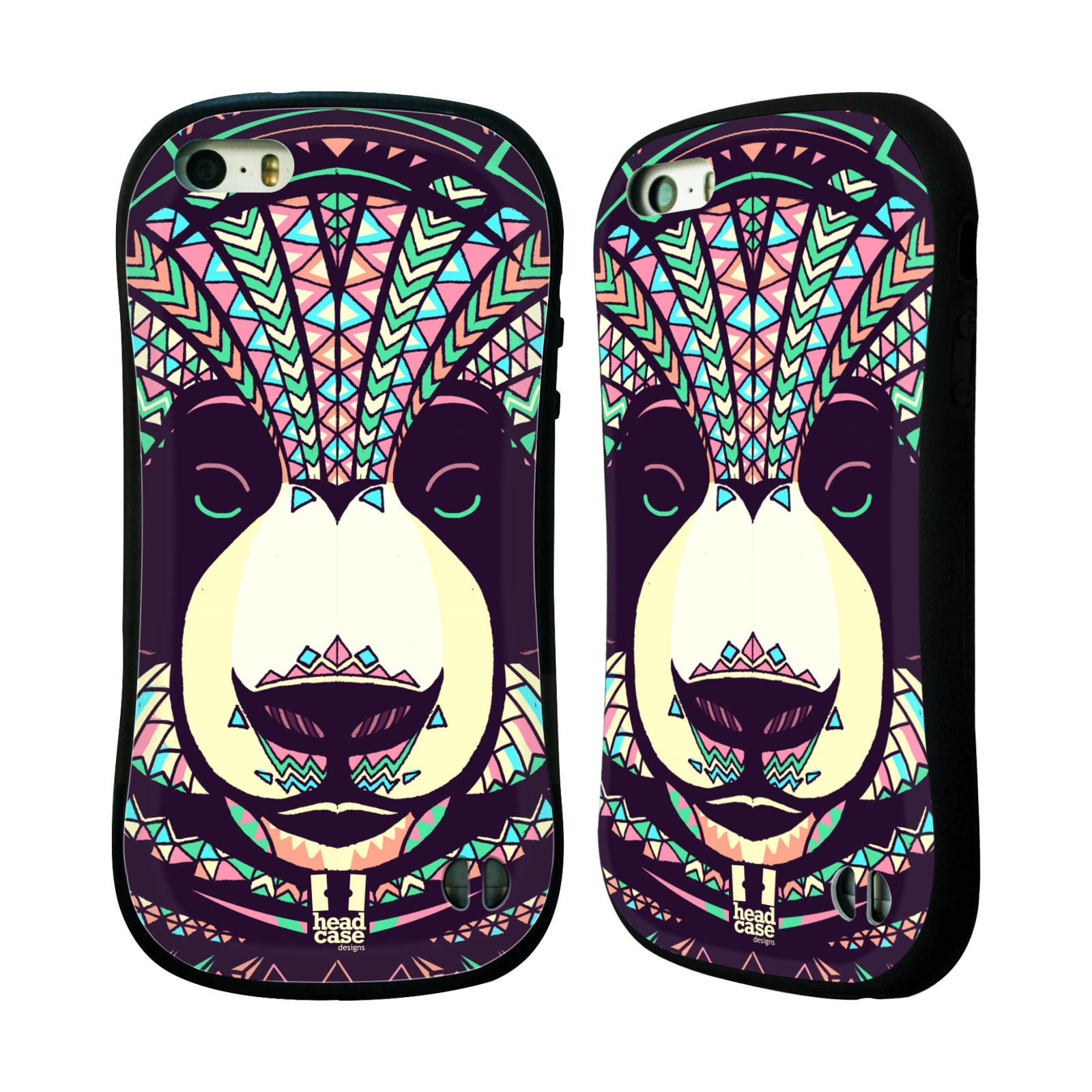 HEAD CASE silikon/plast odolný obal na mobil Apple Iphone 5/5S vzor Aztécký motiv zvíře 3 panda