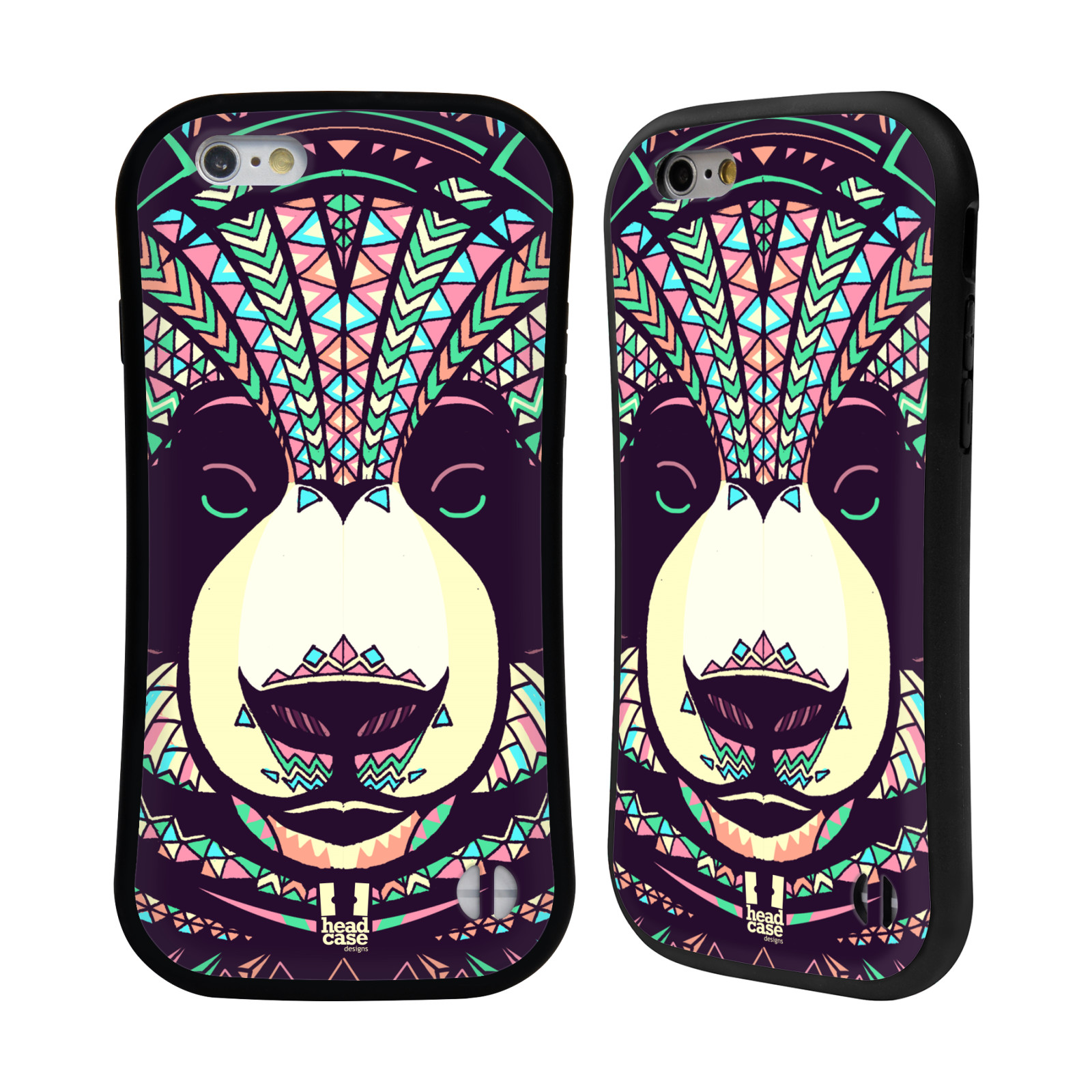 HEAD CASE silikon/plast odolný obal na mobil Apple Iphone 6/6S vzor Aztécký motiv zvíře 3 panda